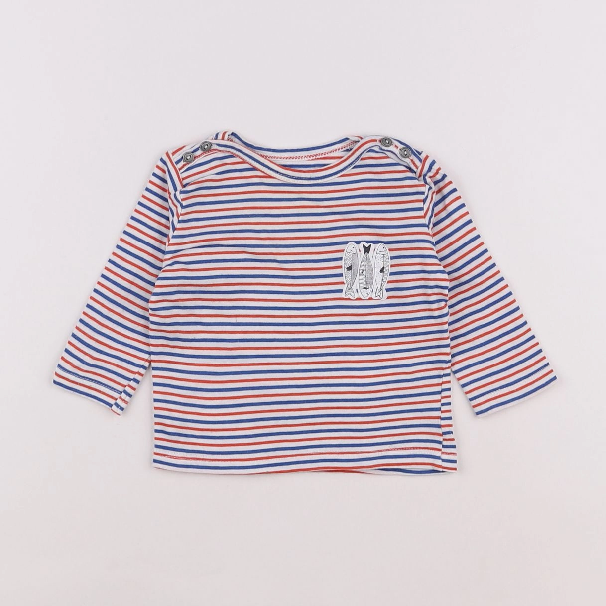 Vertbaudet - tee-shirt bleu, rouge - 3 mois