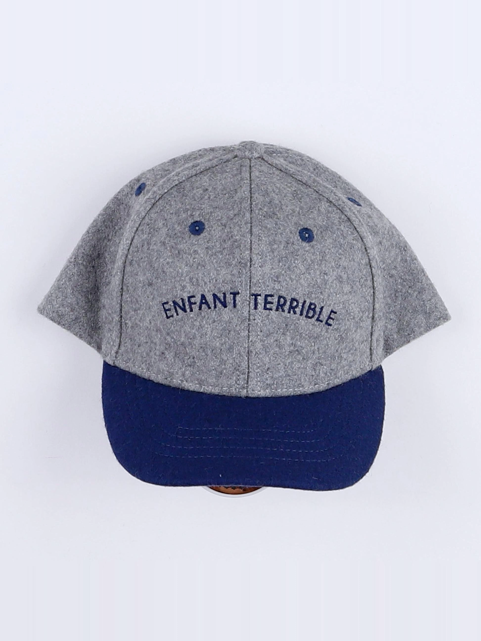 Chamaye - casquette feutre "ENFANT TERRIBLE" gris. bleu - 7/12 ans"