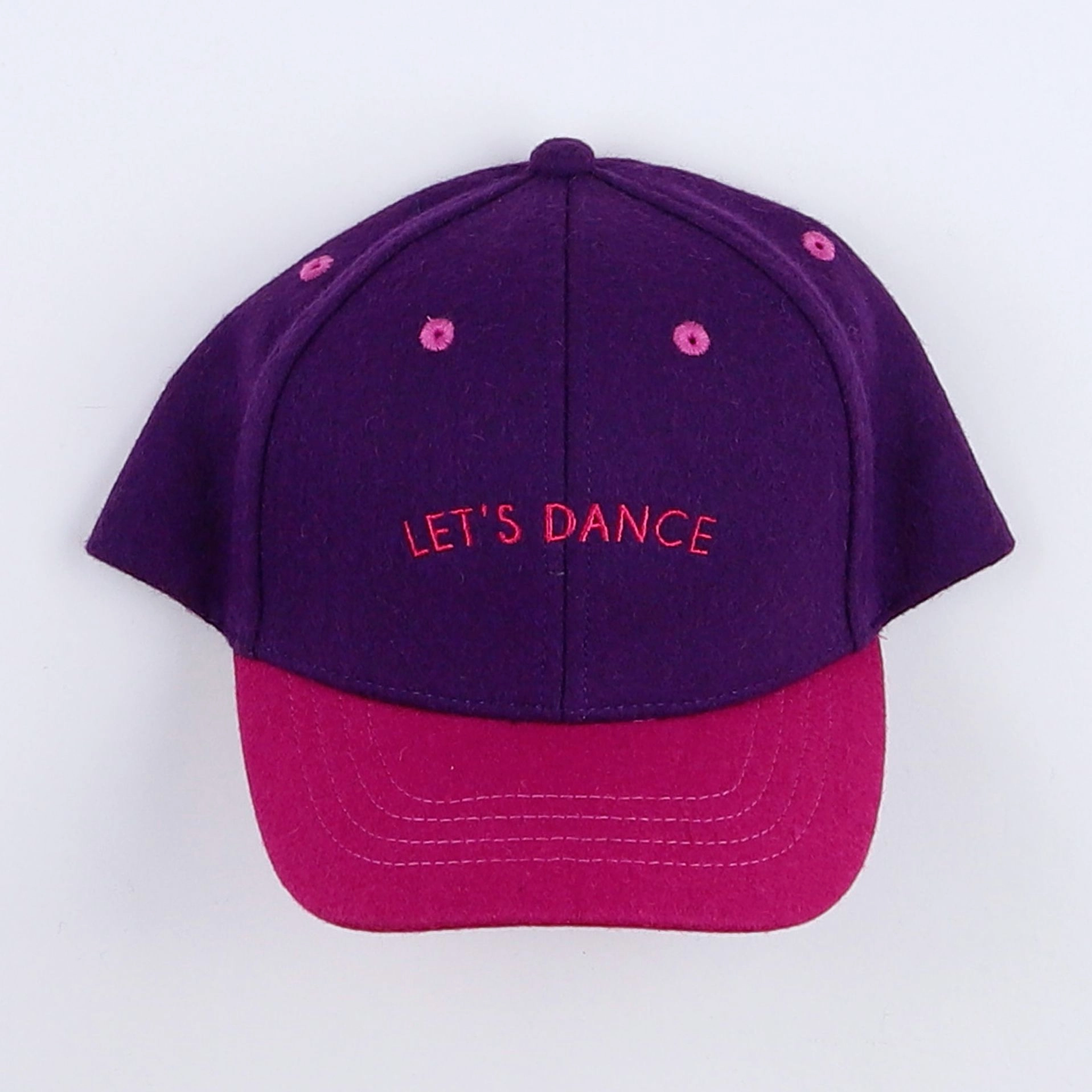 Chamaye - casquette feutre "LET'S DANCE" violet. rose - 3/6 ans"