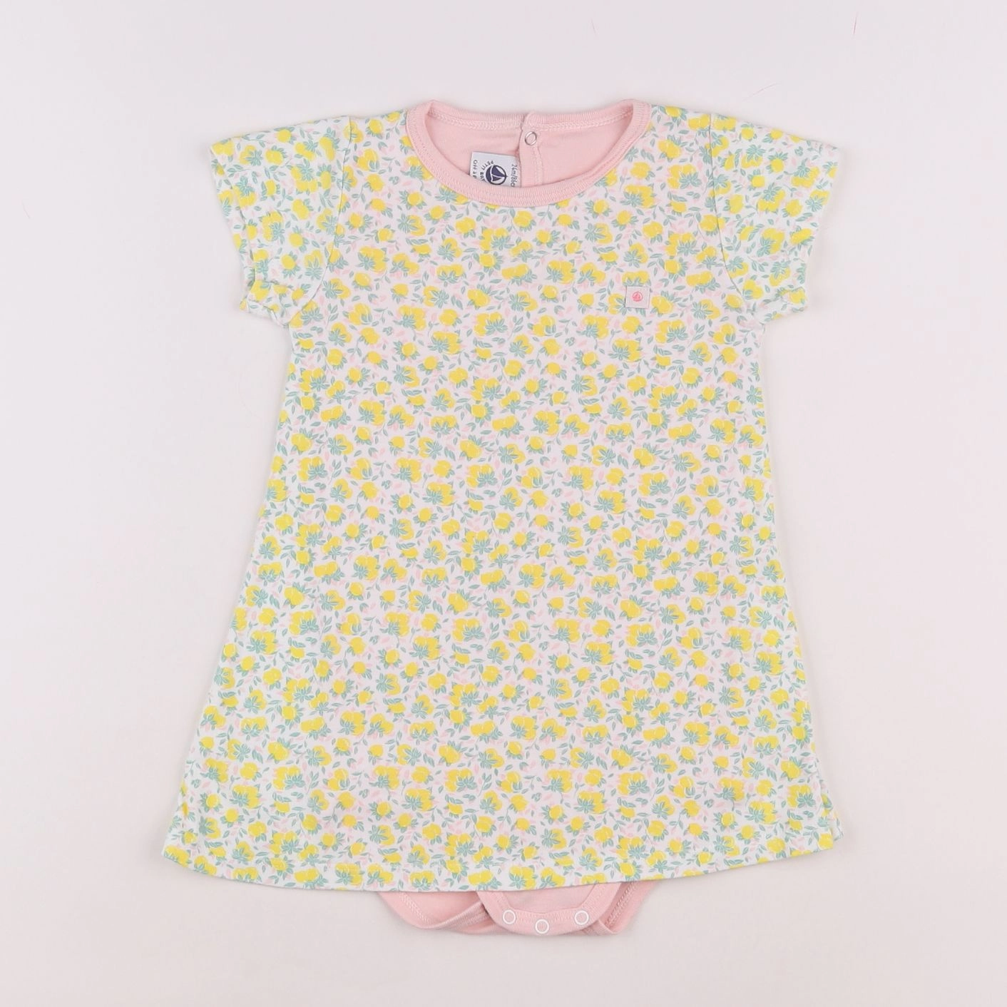 Petit Bateau - body robe jaune, vert - 2 ans