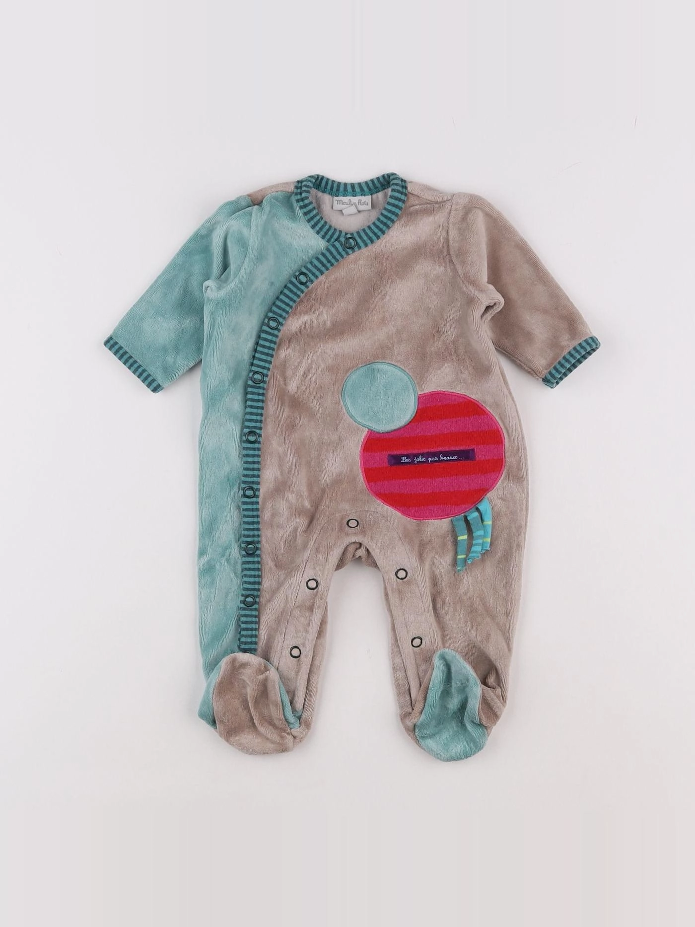 Moulin Roty - pyjama velours multicolore - 3 mois