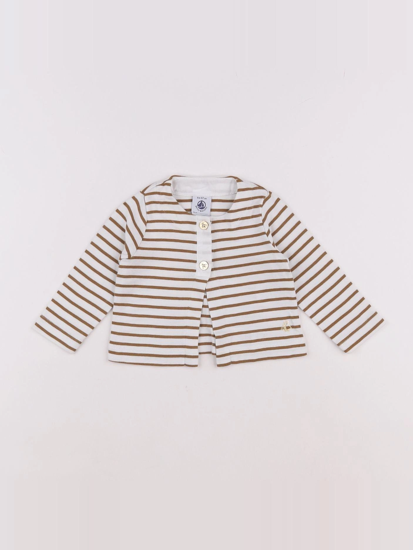 Petit Bateau - tee-shirt beige, marron - 6 mois