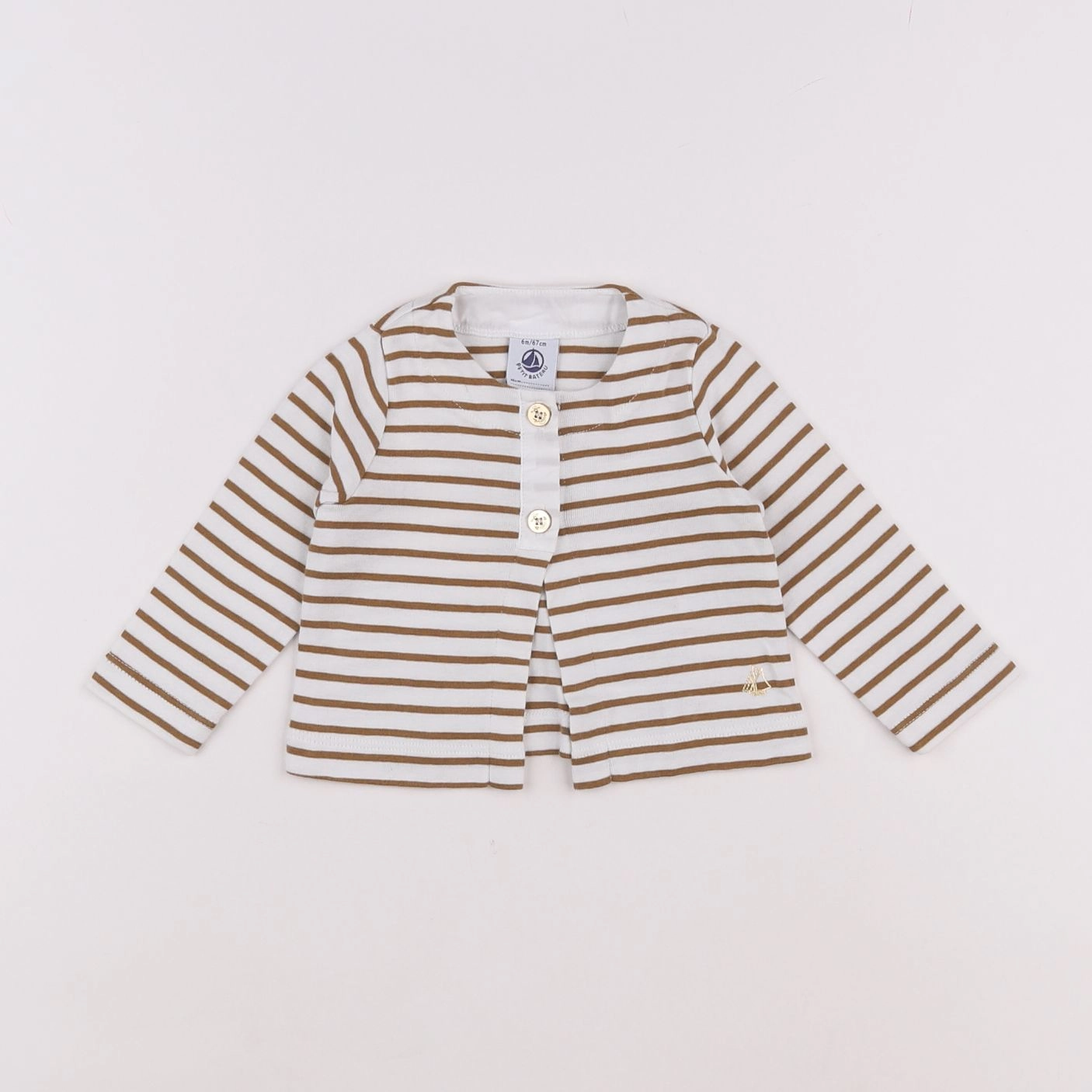 Petit Bateau - tee-shirt beige, marron - 6 mois
