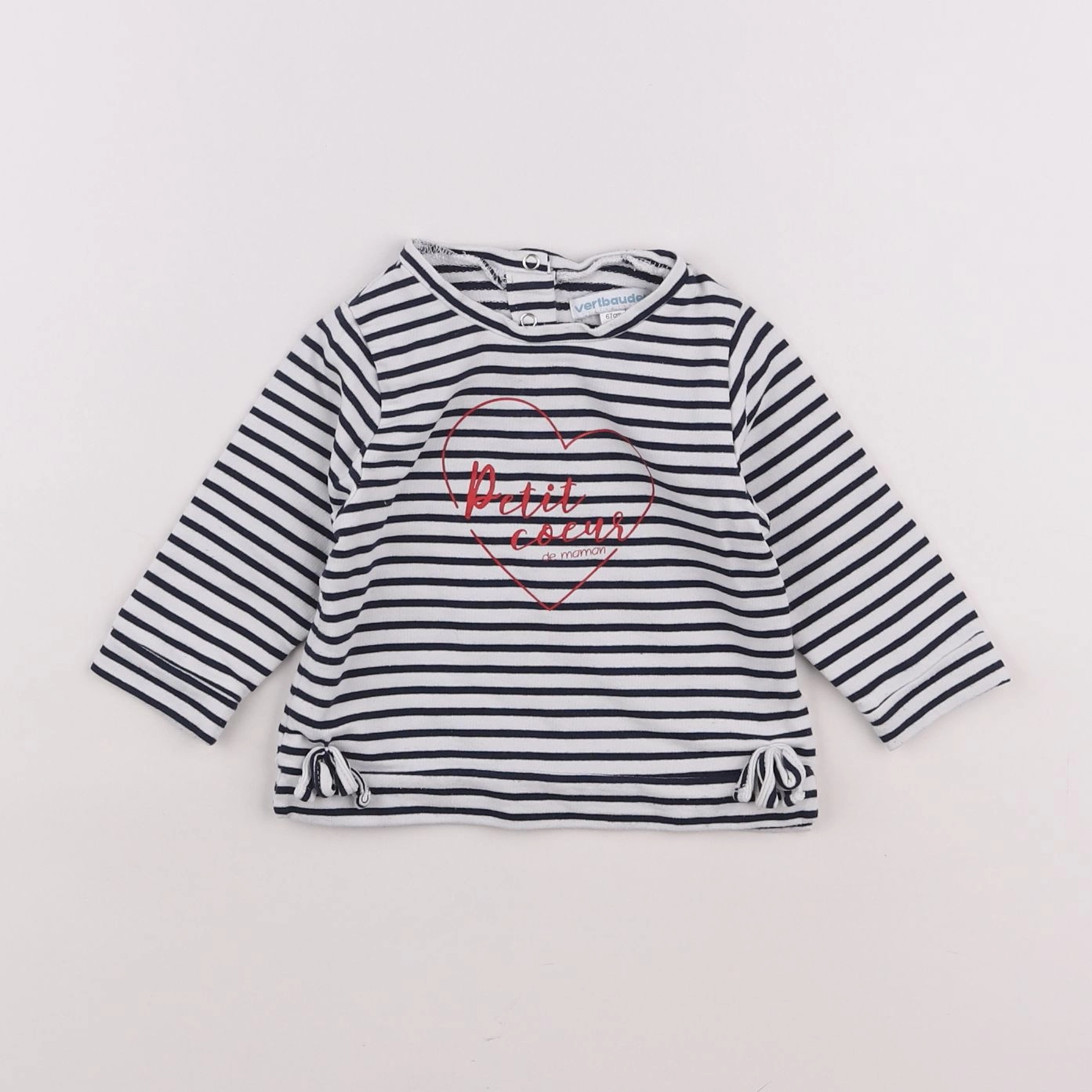 Vertbaudet - sweat blanc, bleu - 6 mois