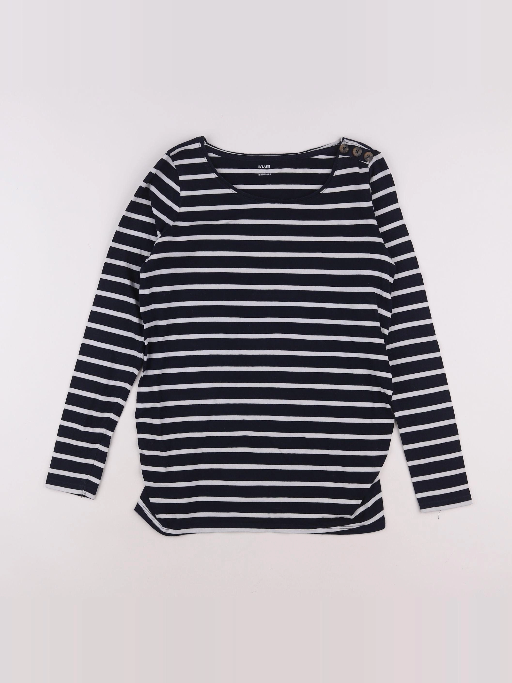 Kiabi - tee-shirt grossesse blanc, bleu - 34 à 36