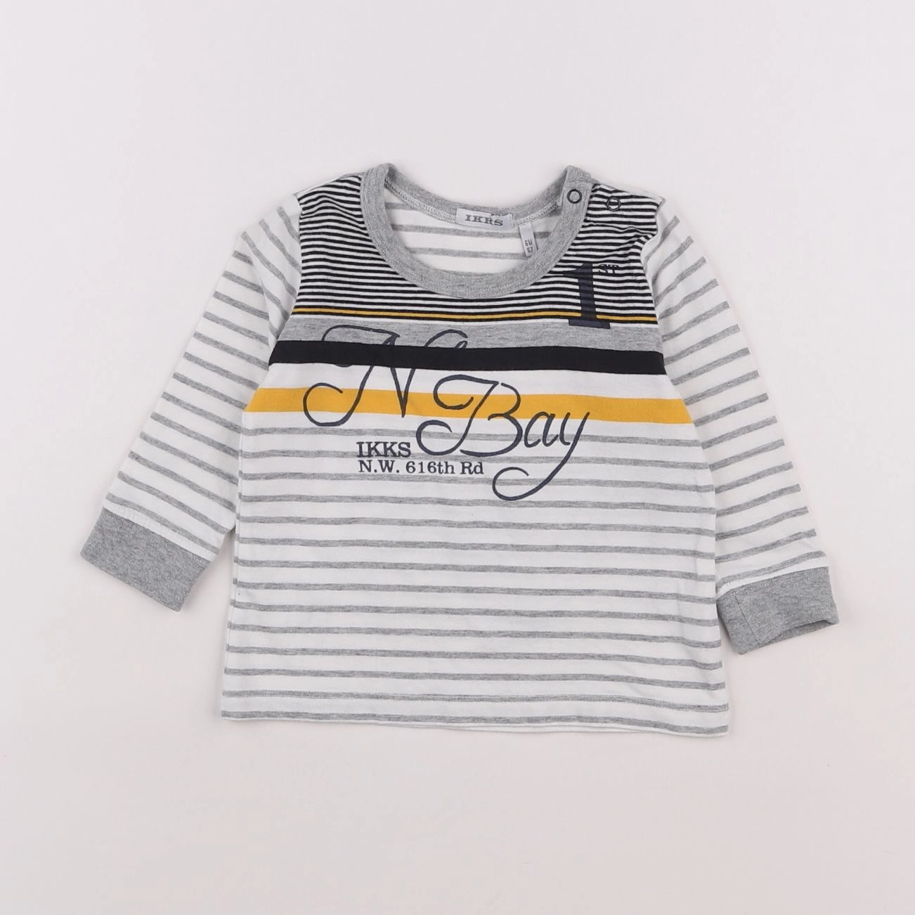 IKKS - tee-shirt blanc, gris, jaune - 6 mois