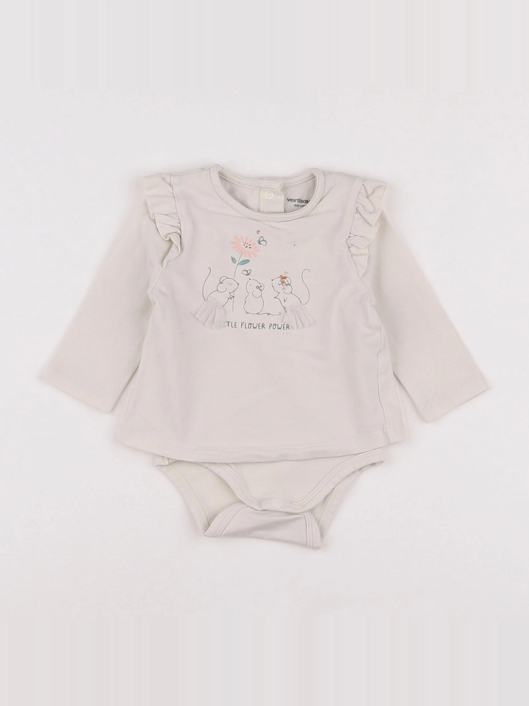 Vertbaudet - body tee-shirt beige - 3 mois