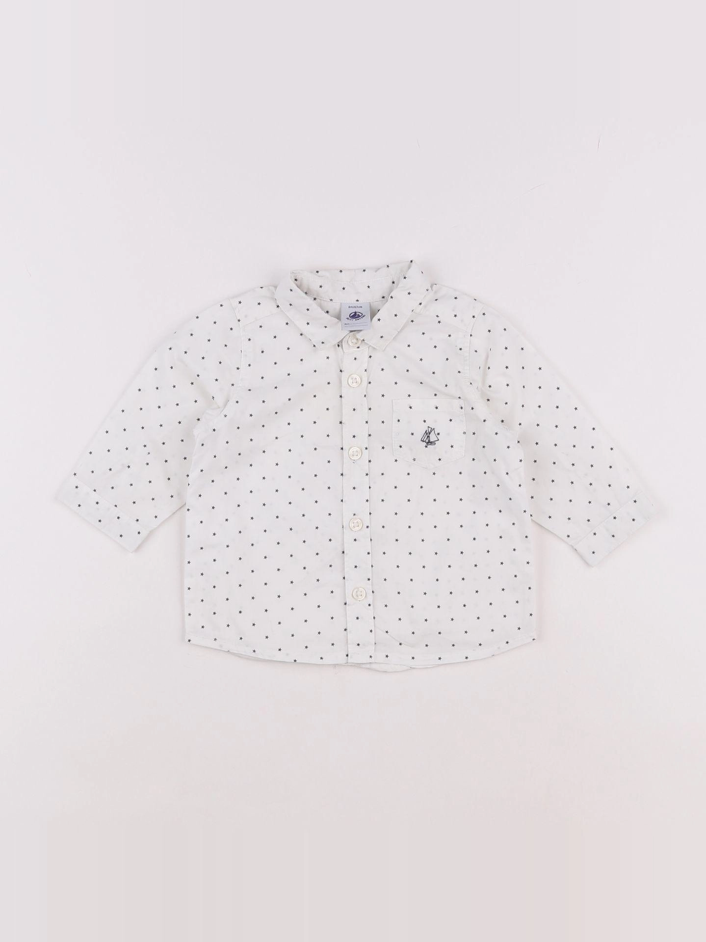 Petit Bateau - chemise blanc, bleu - 6 mois