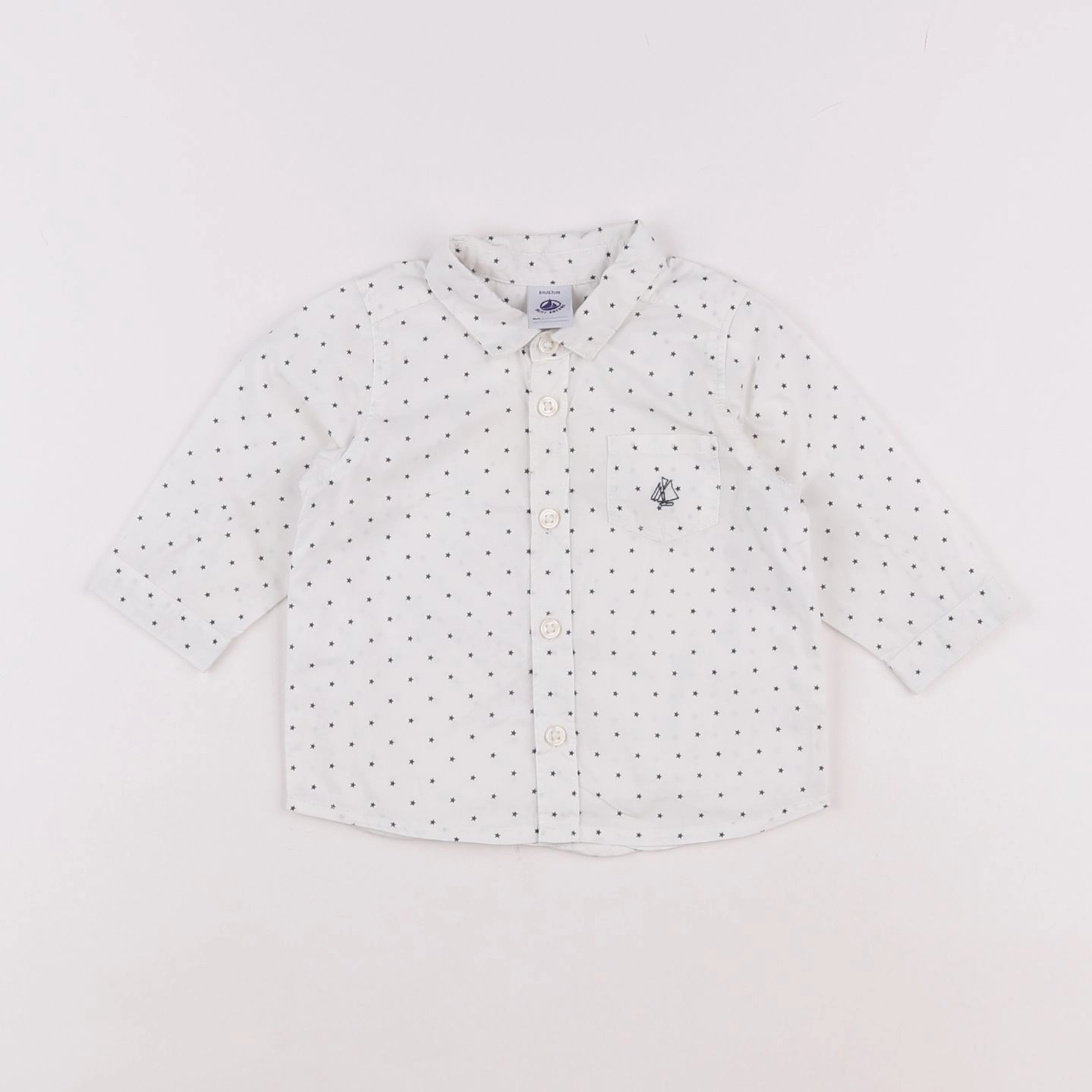 Petit Bateau - chemise blanc, bleu - 6 mois