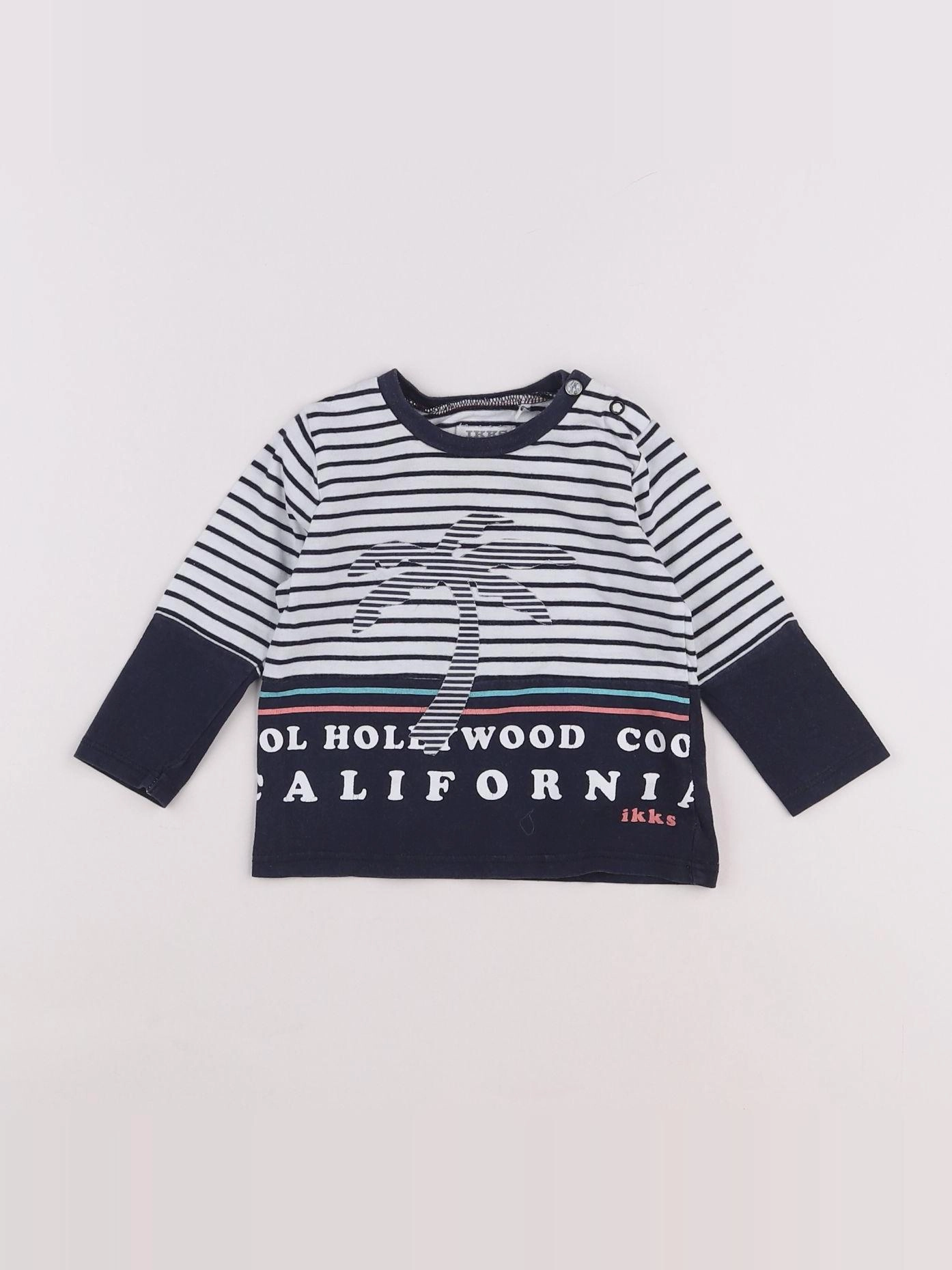 IKKS - tee-shirt bleu, blanc - 6 mois
