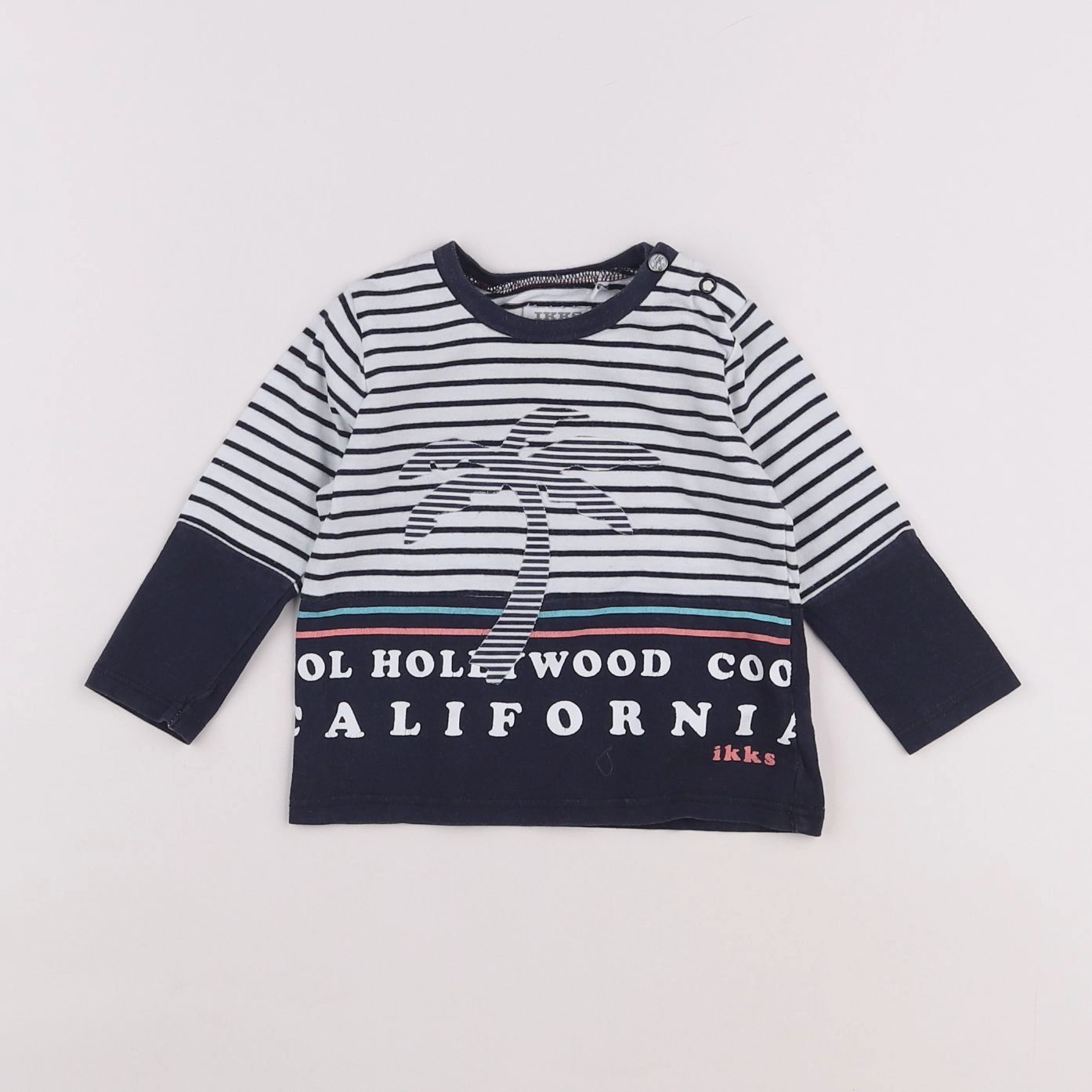 IKKS - tee-shirt bleu, blanc - 6 mois
