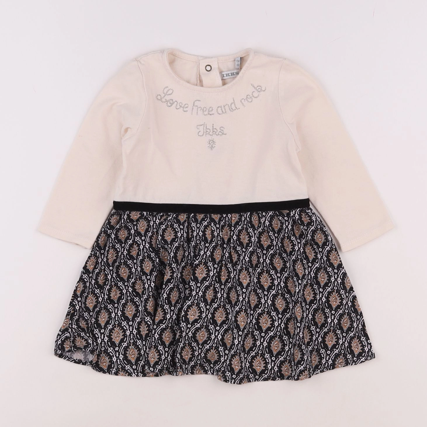 IKKS - robe beige, noir - 18 mois