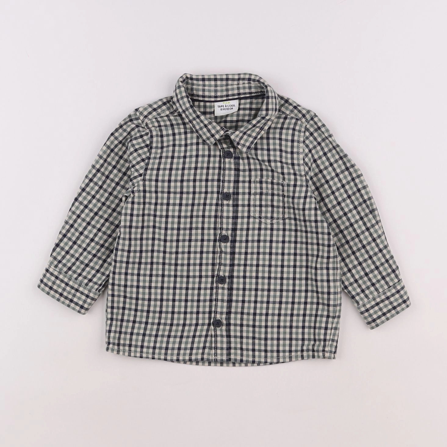 Tape à l'oeil - chemise bleu, vert - 18 mois