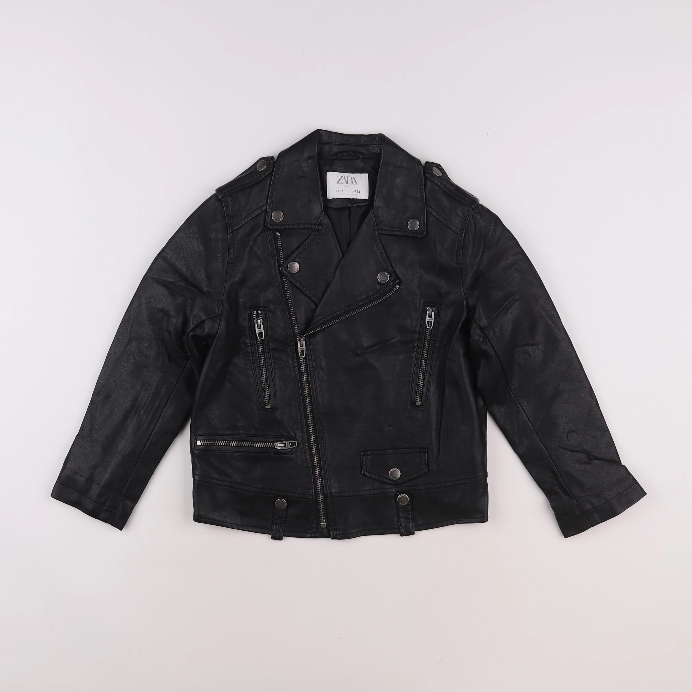 Zara - veste simili cuir noir - 7 ans