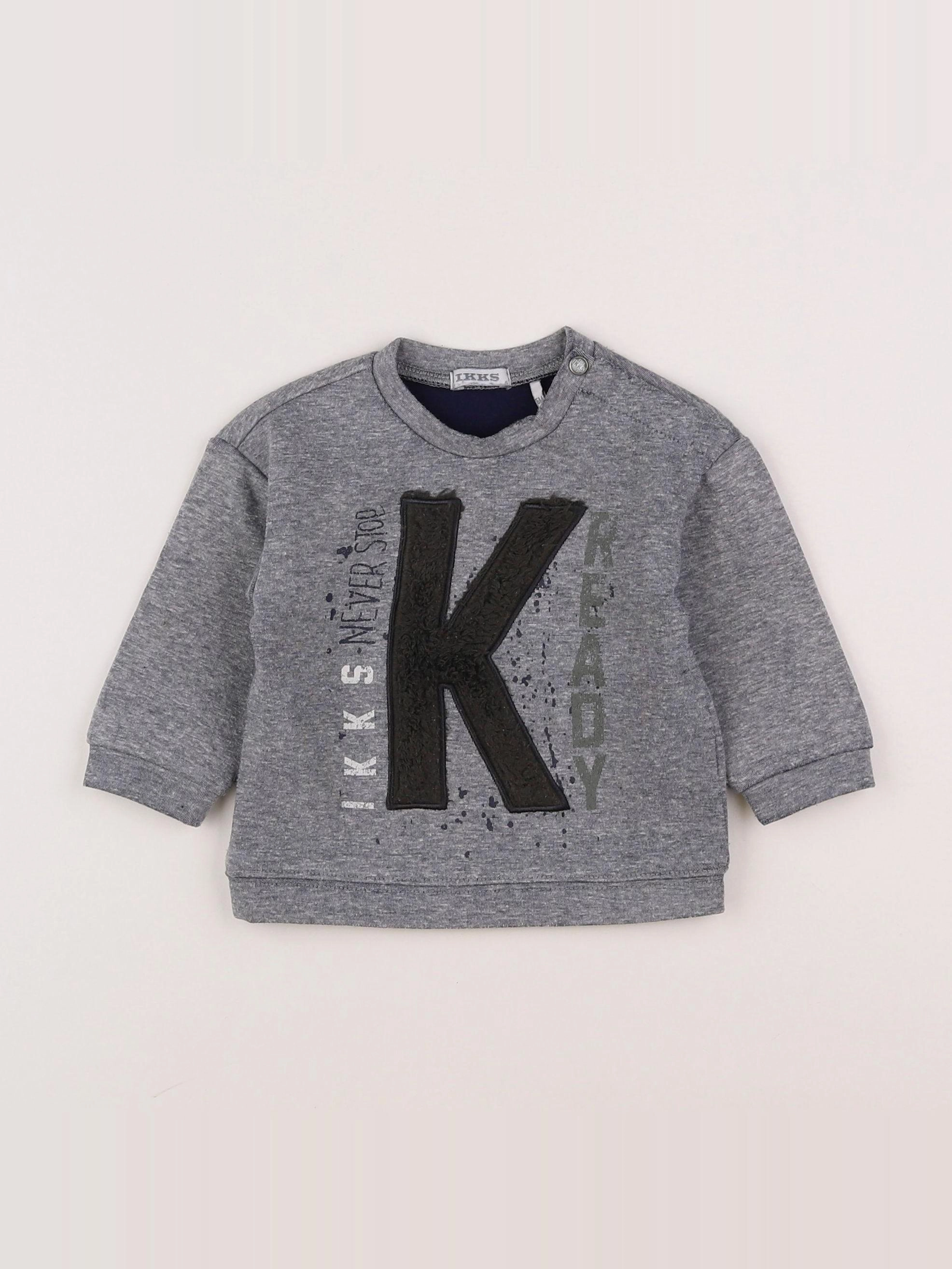 IKKS - sweat gris - 6 mois