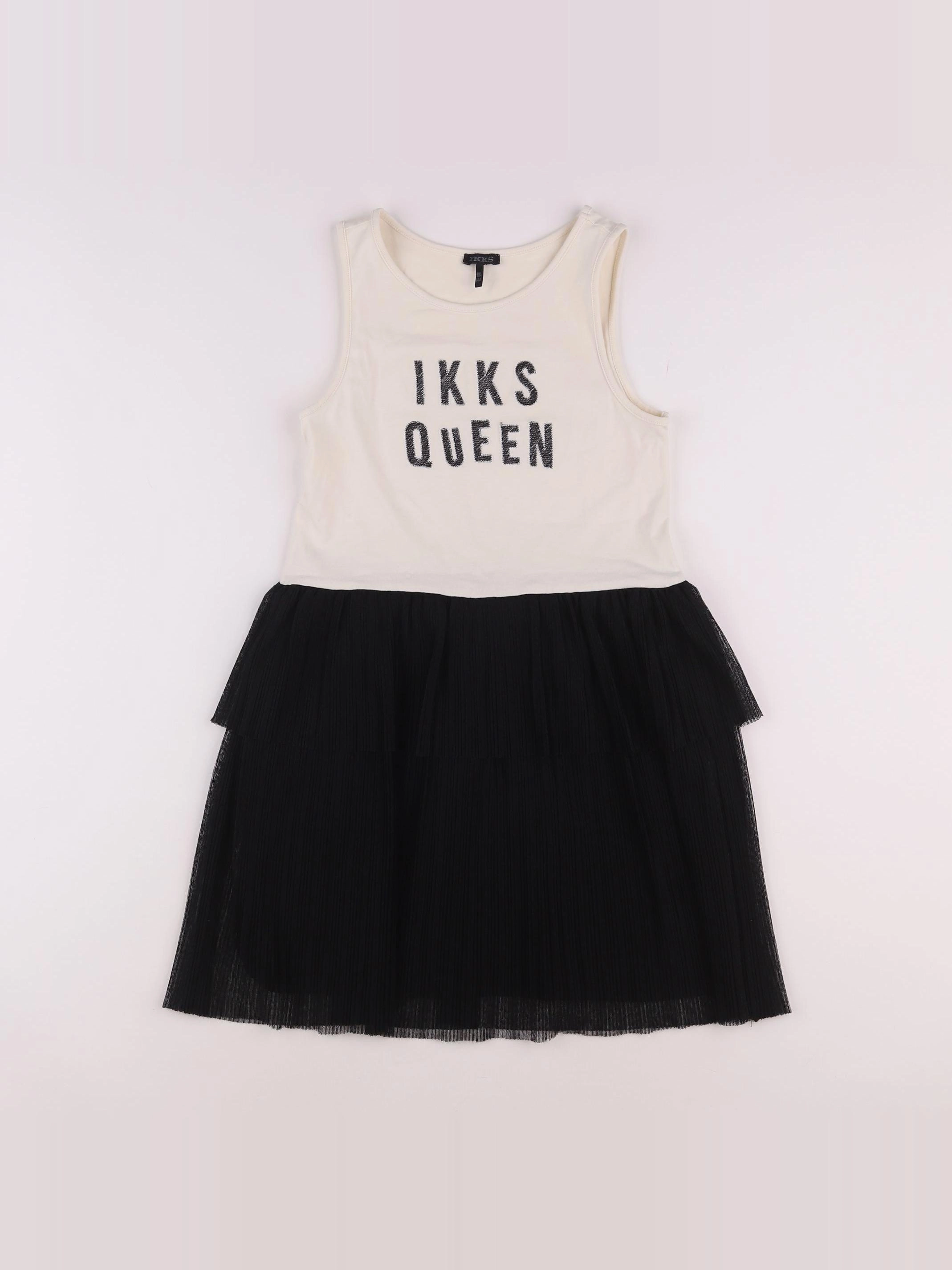 IKKS - robe beige, noir - 10 ans