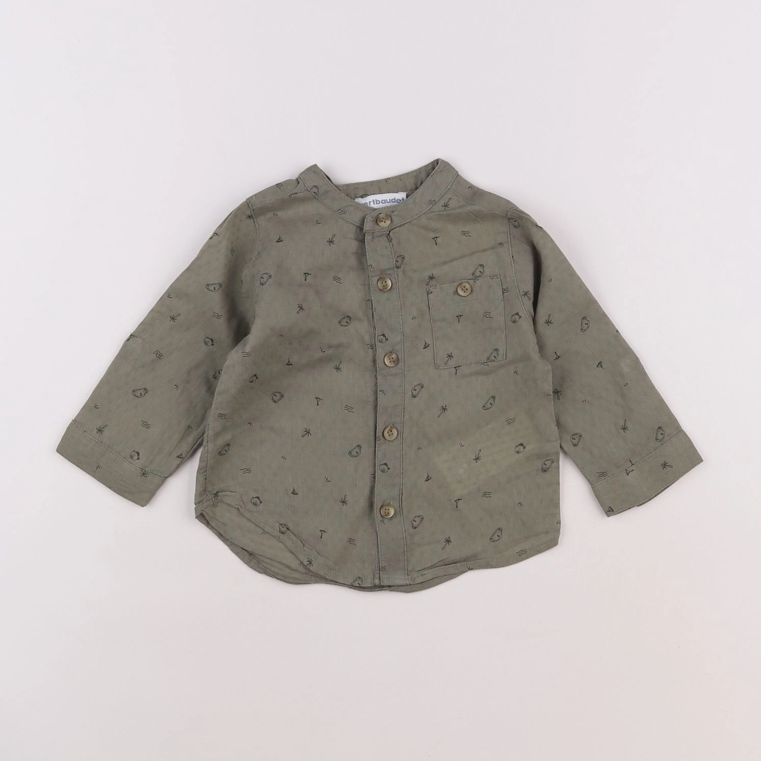 Vertbaudet - chemise vert - 9 mois