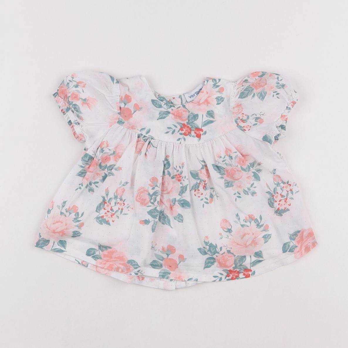 Vertbaudet - blouse blanc, rose, vert - 3 mois