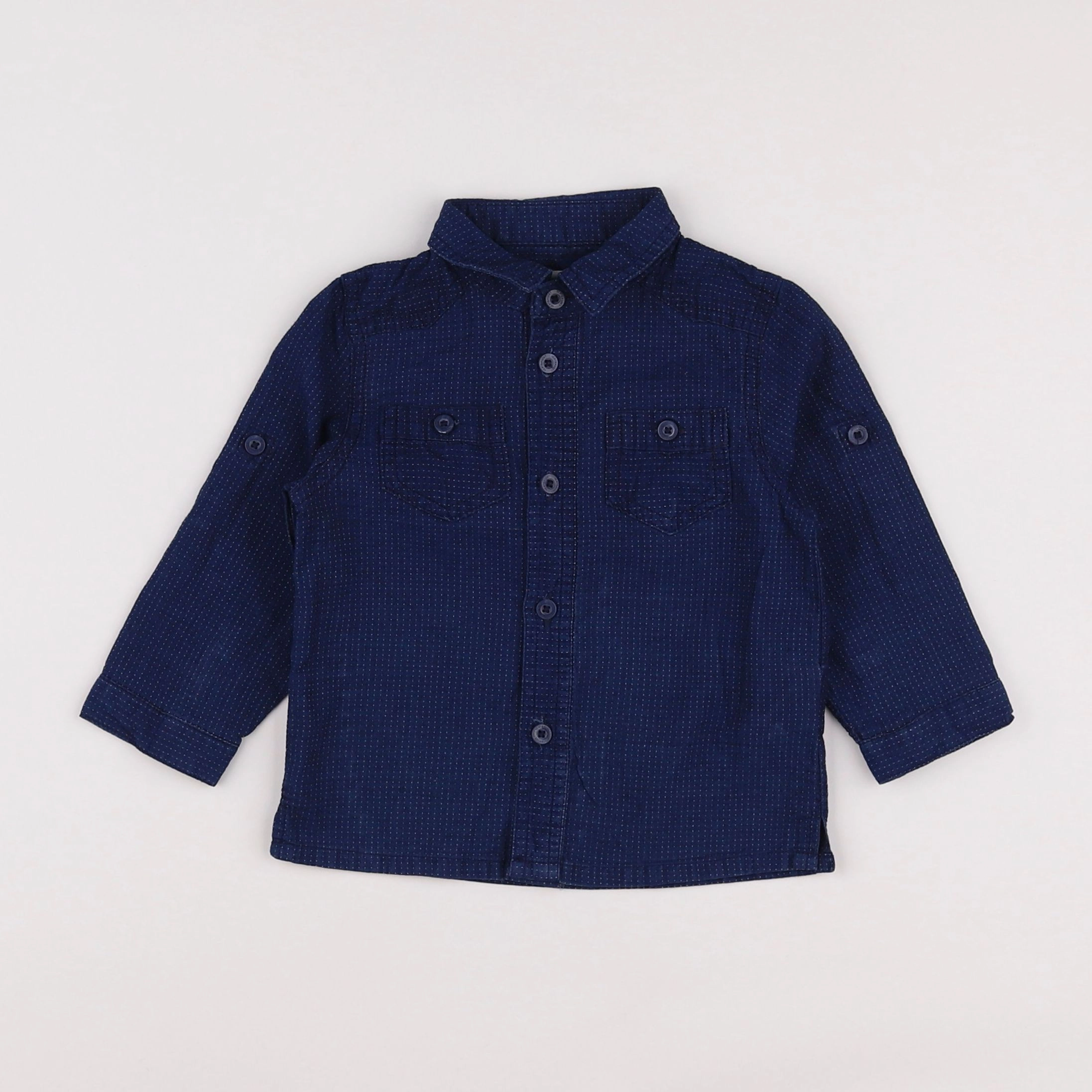 Vertbaudet - chemise bleu - 12 mois