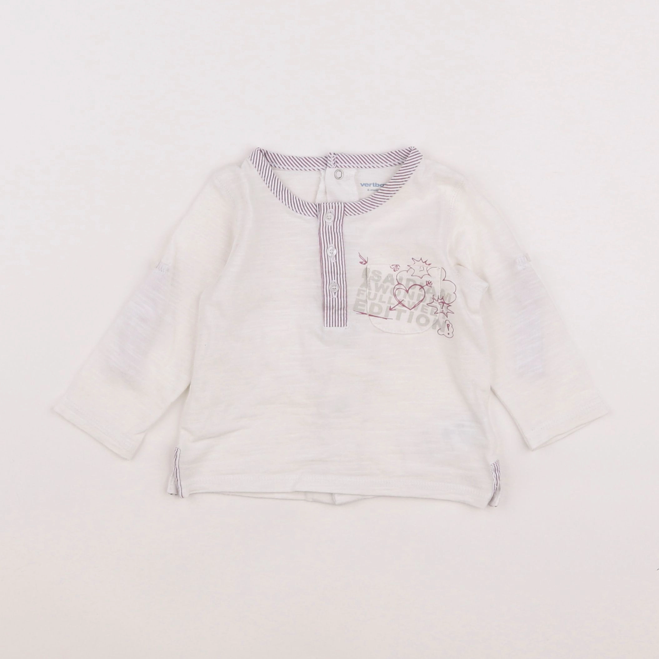 Vertbaudet - tee-shirt blanc - 6 mois