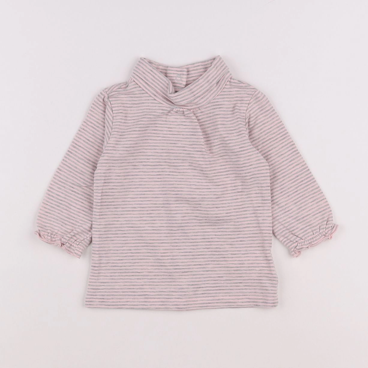 Vertbaudet - sous-pull gris, rose - 6 mois