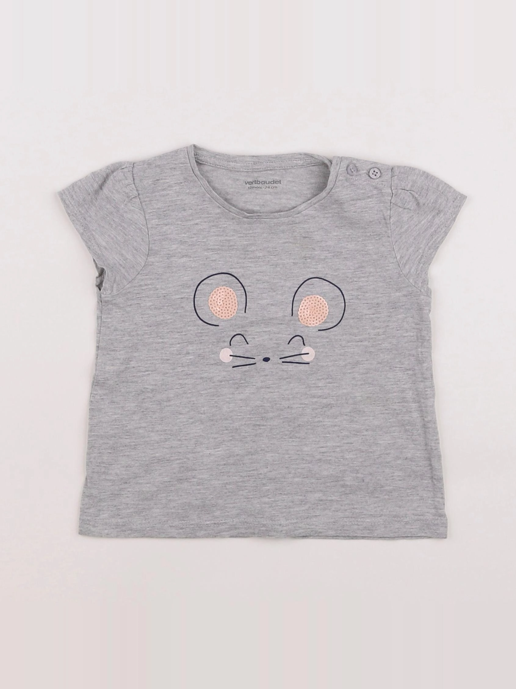 Vertbaudet - tee-shirt gris - 12 mois
