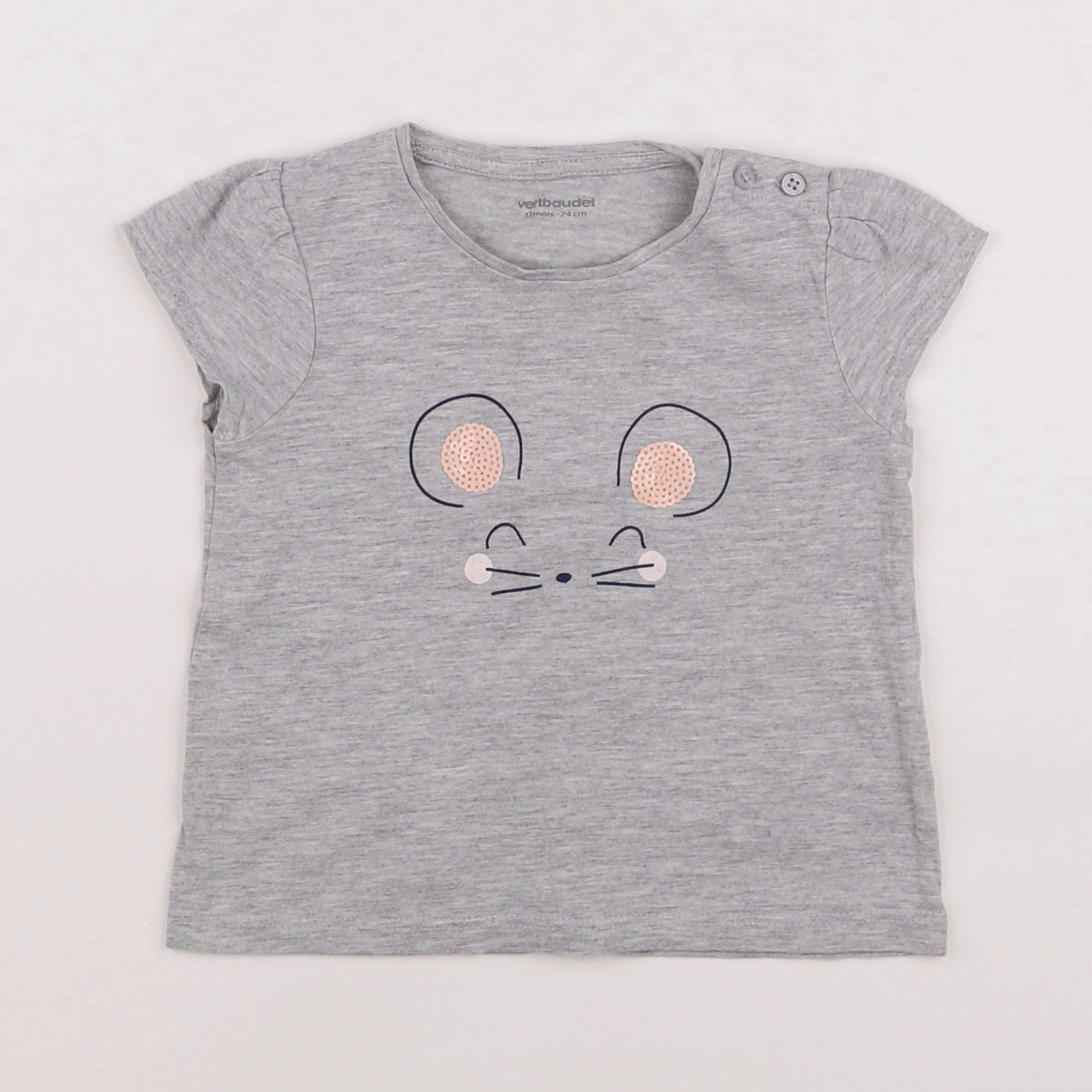 Vertbaudet - tee-shirt gris - 12 mois