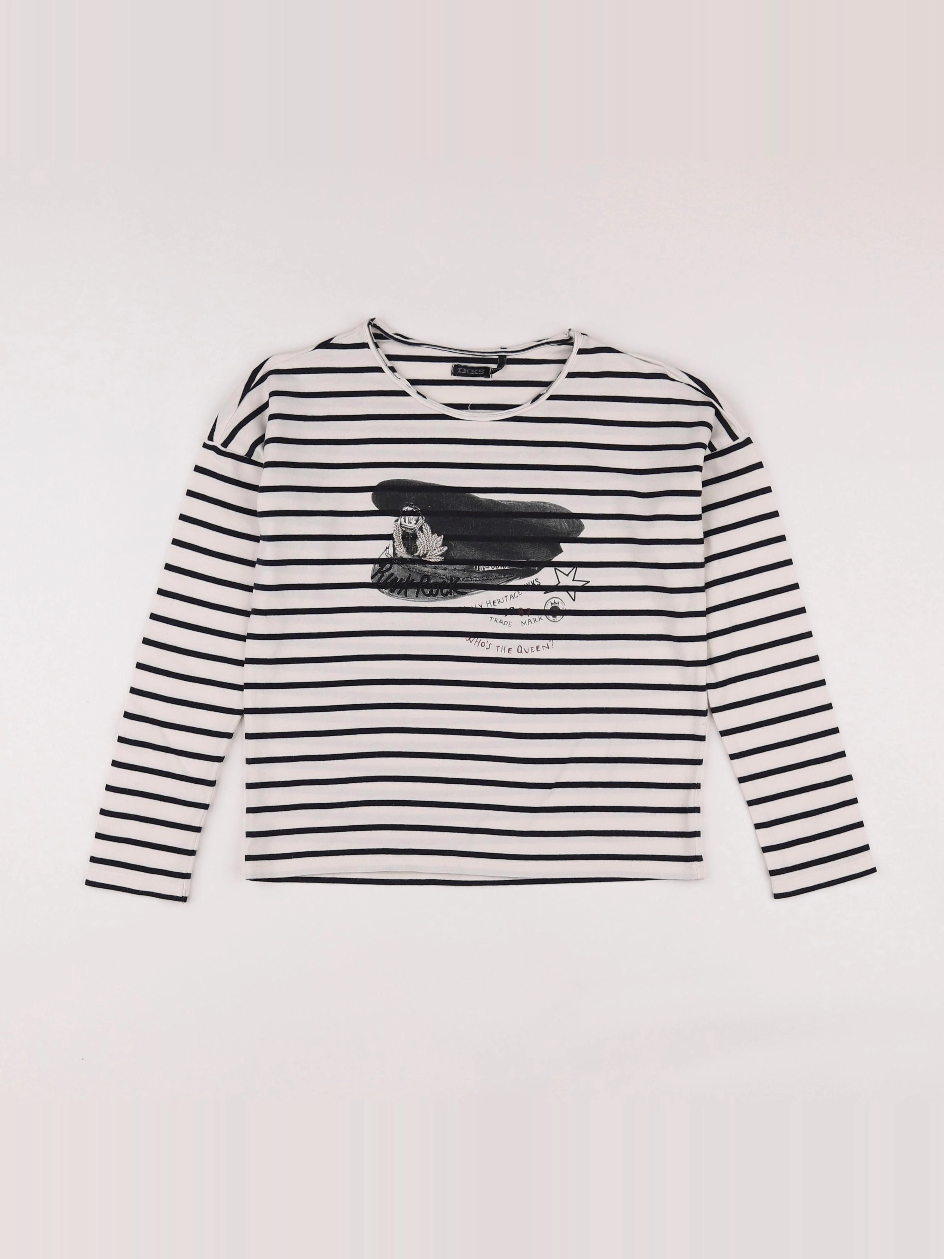 IKKS - tee-shirt bleu, blanc - 8 ans