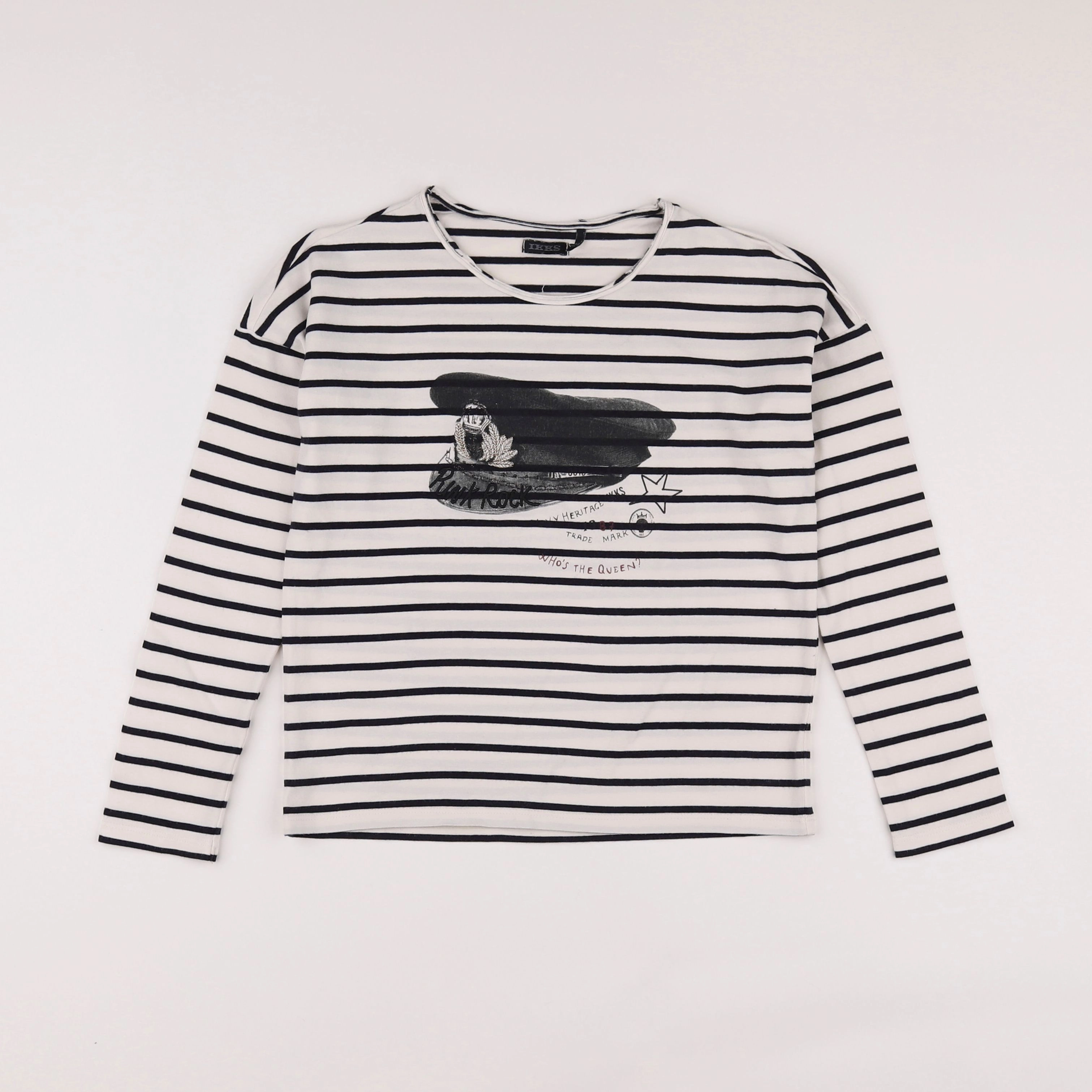 IKKS - tee-shirt bleu, blanc - 8 ans