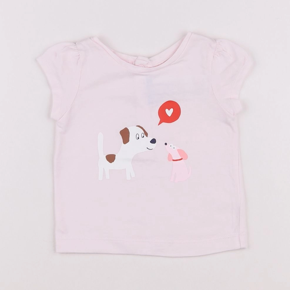 Jacadi - tee-shirt blanc, rose - 6 mois
