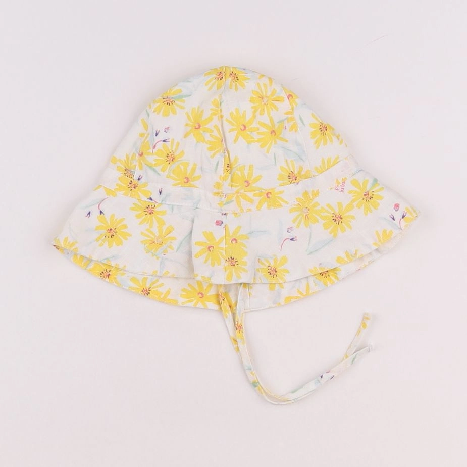 Petit Bateau - chapeau blanc, jaune - 3/6 mois