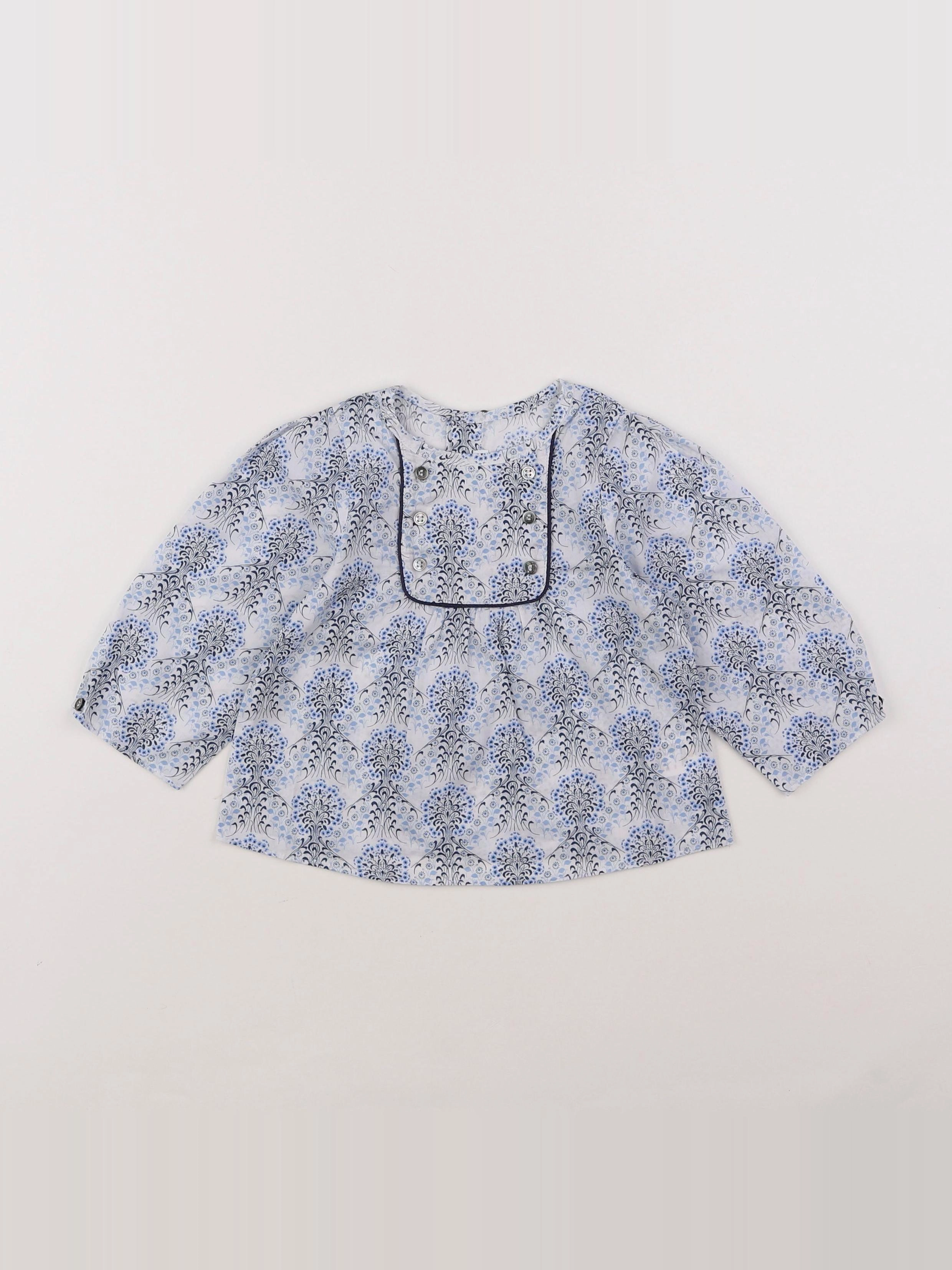 Jacadi - blouse bleu, blanc - 18 mois