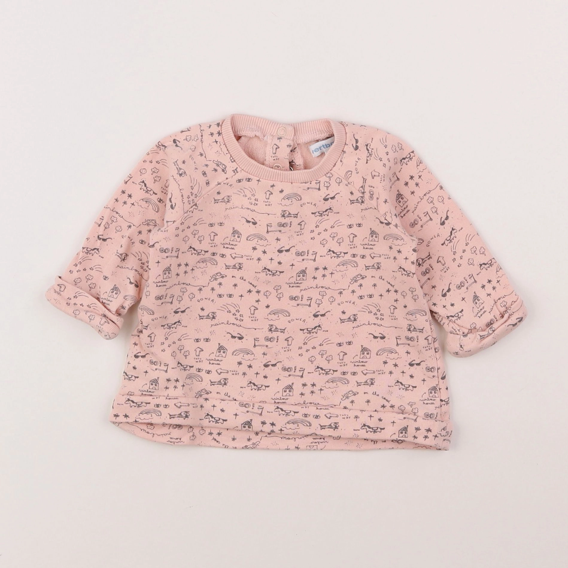 Vertbaudet - sweat rose, gris - 3 mois