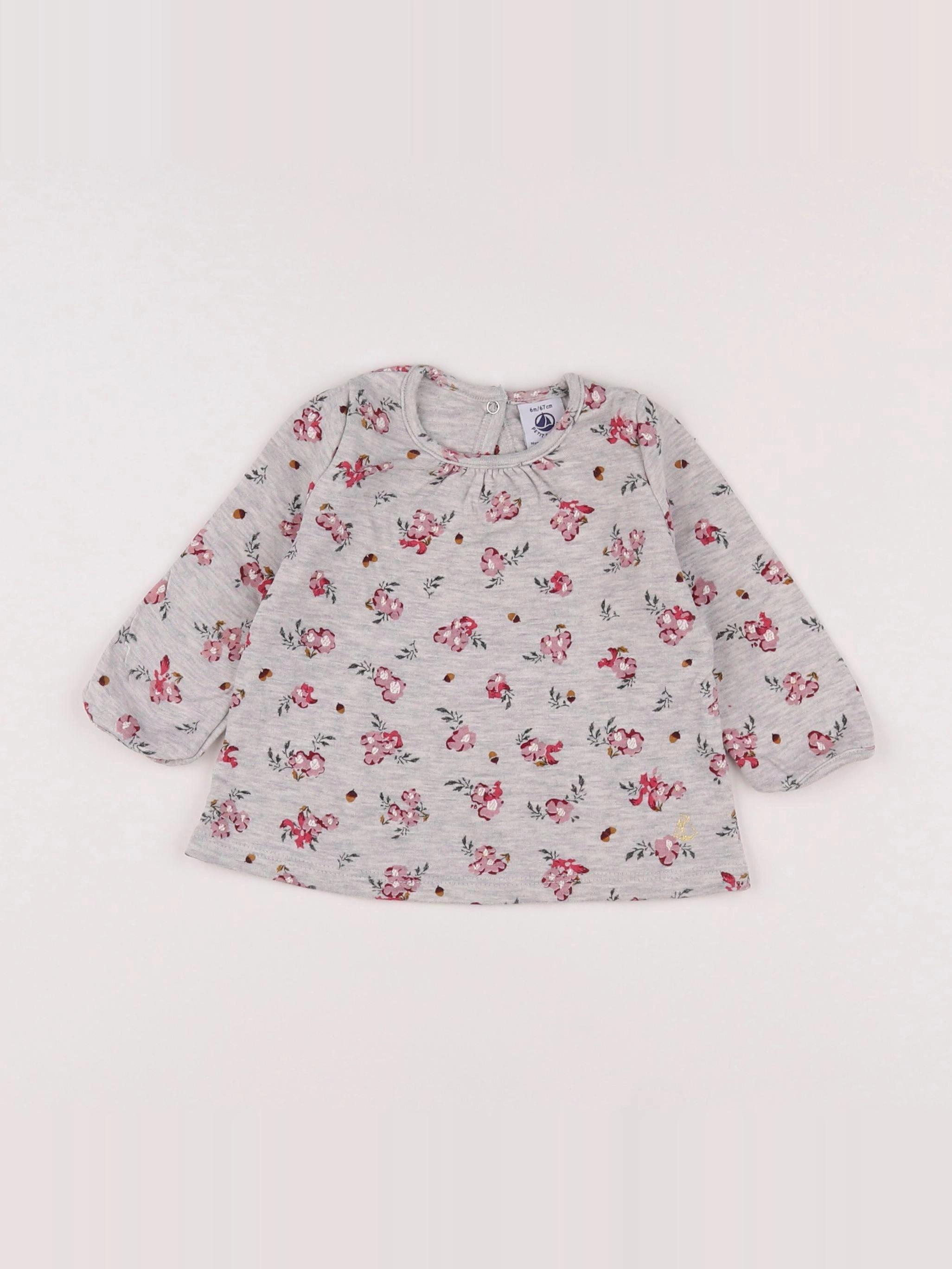Petit Bateau - tee-shirt gris - 6 mois