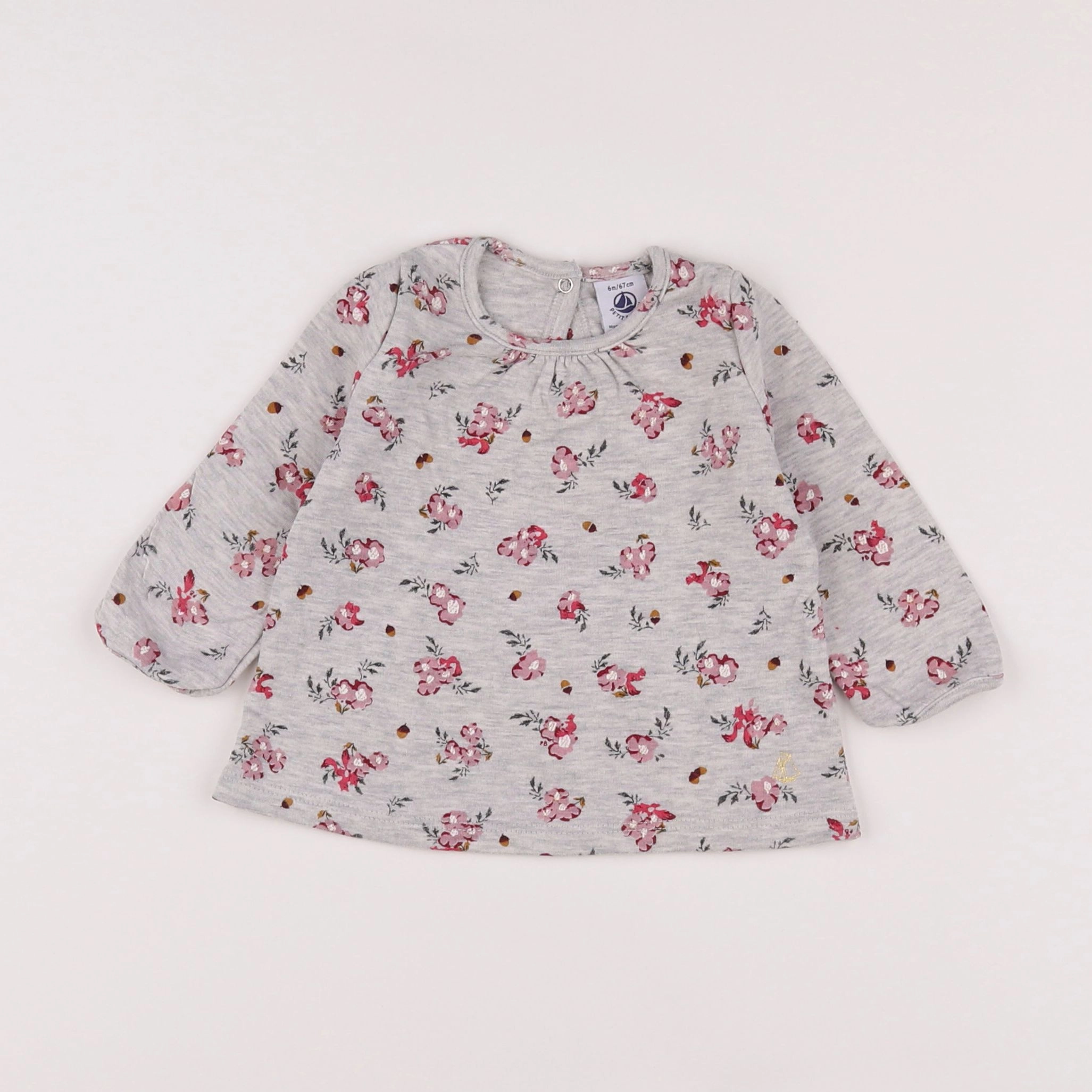 Petit Bateau - tee-shirt gris - 6 mois