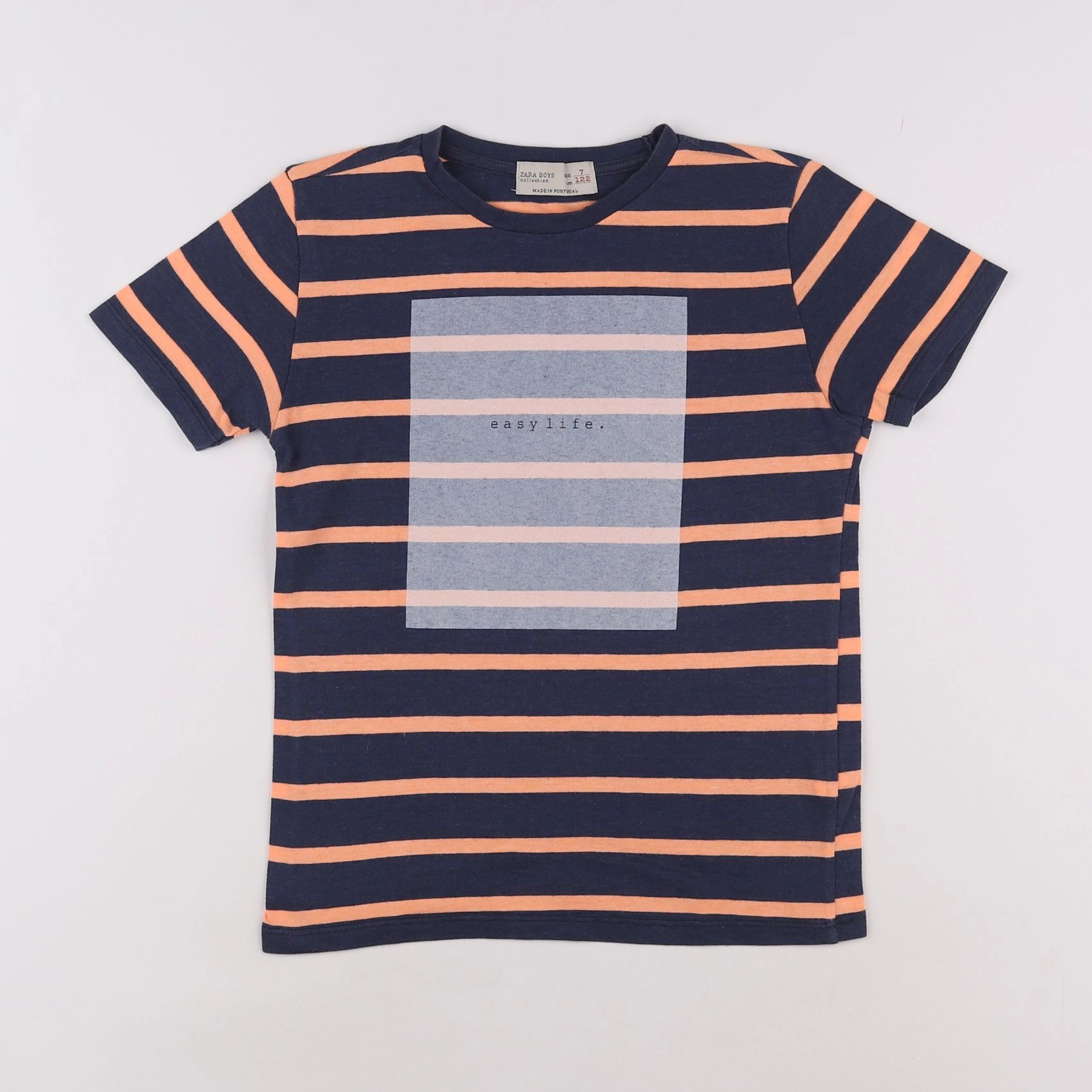 Zara - tee-shirt bleu, orange - 7 ans