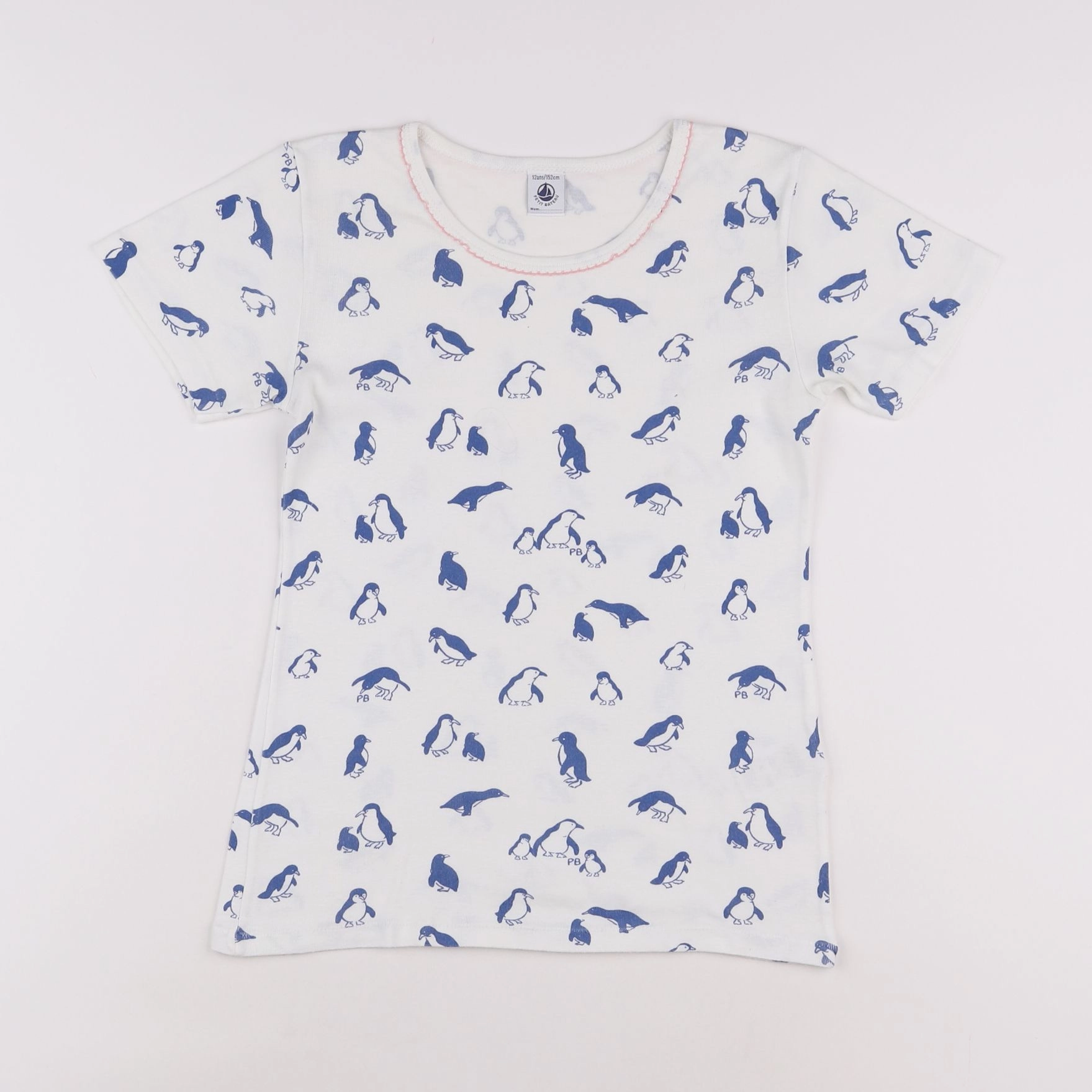 Petit Bateau - maillot de corps blanc, bleu - 12 ans