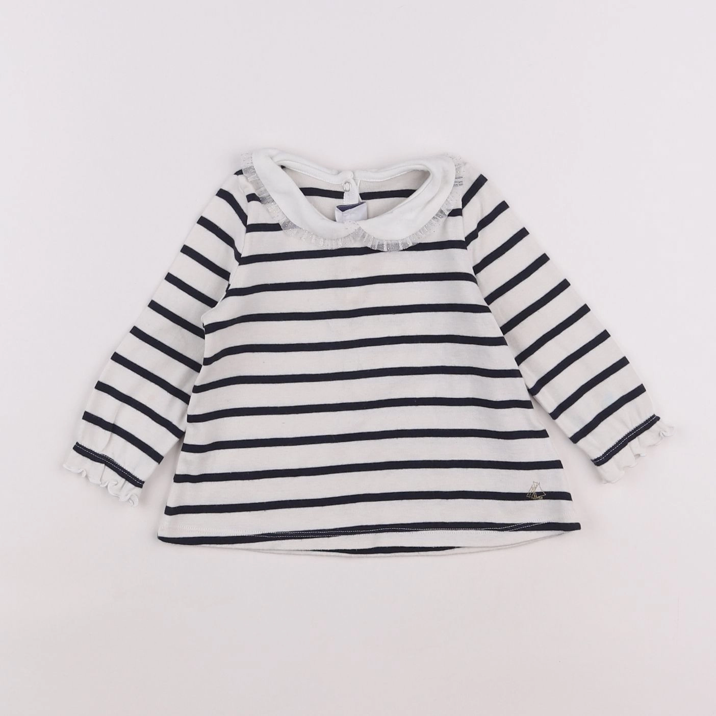 Petit Bateau - tee-shirt bleu, blanc - 12 mois