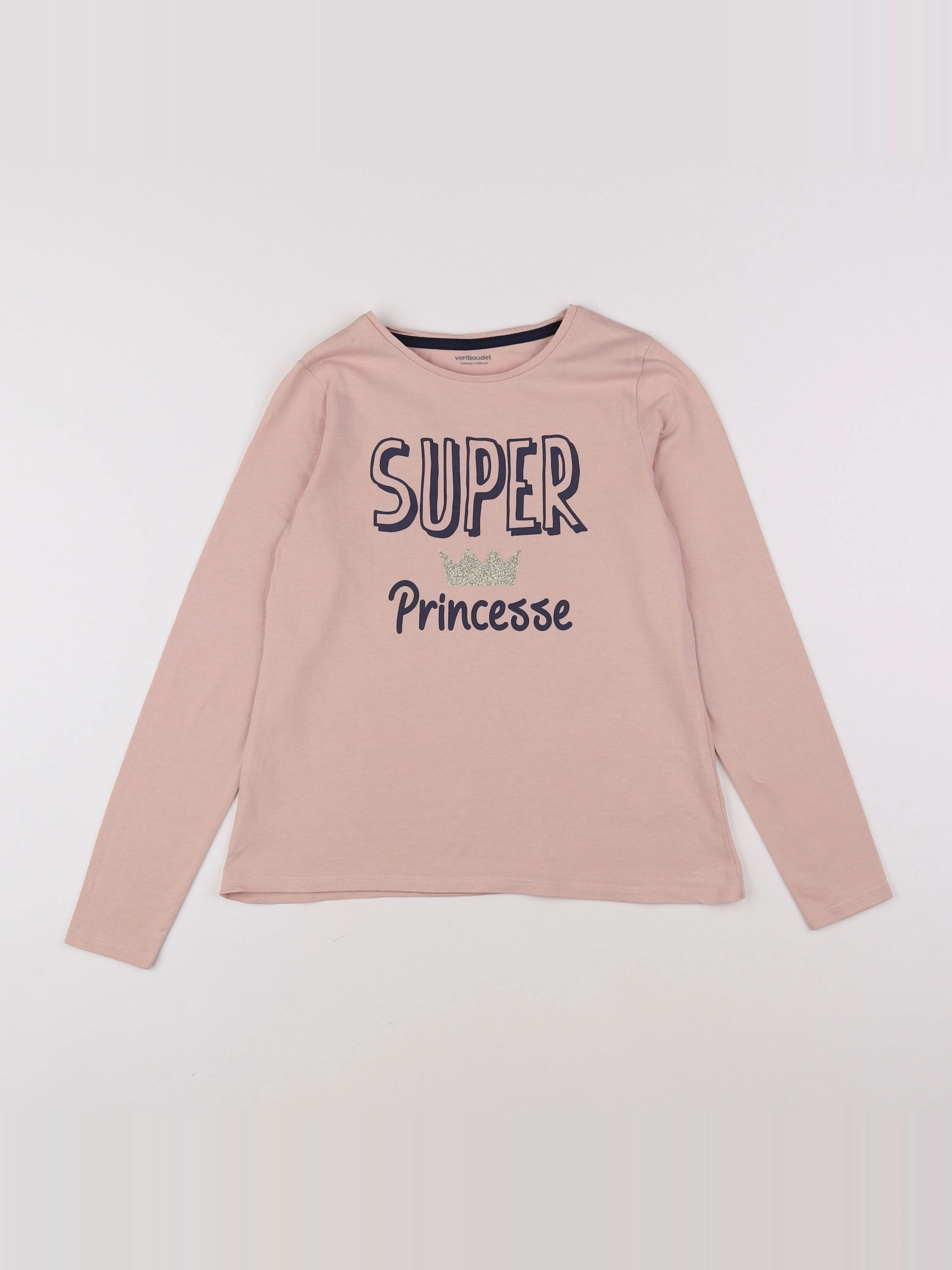 Vertbaudet - tee-shirt rose, or - 10 ans