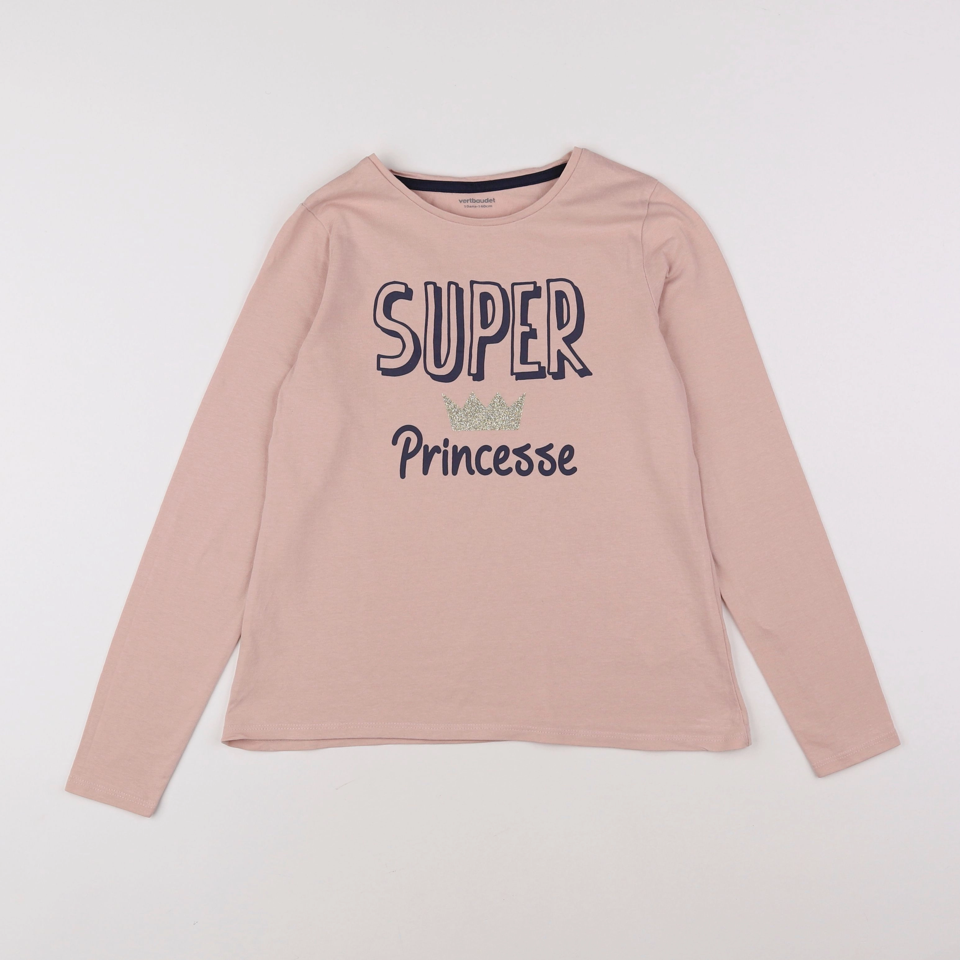 Vertbaudet - tee-shirt rose, or - 10 ans