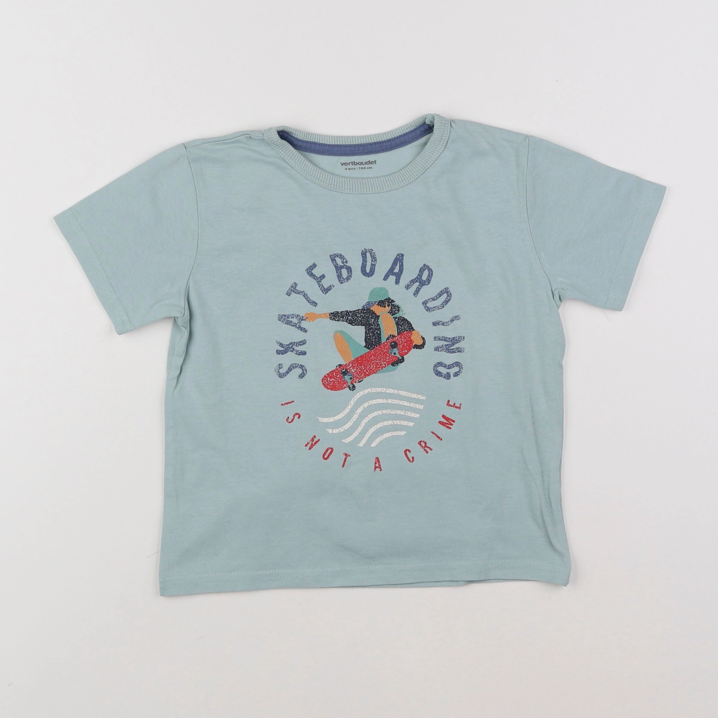 Vertbaudet - tee-shirt bleu - 4 ans