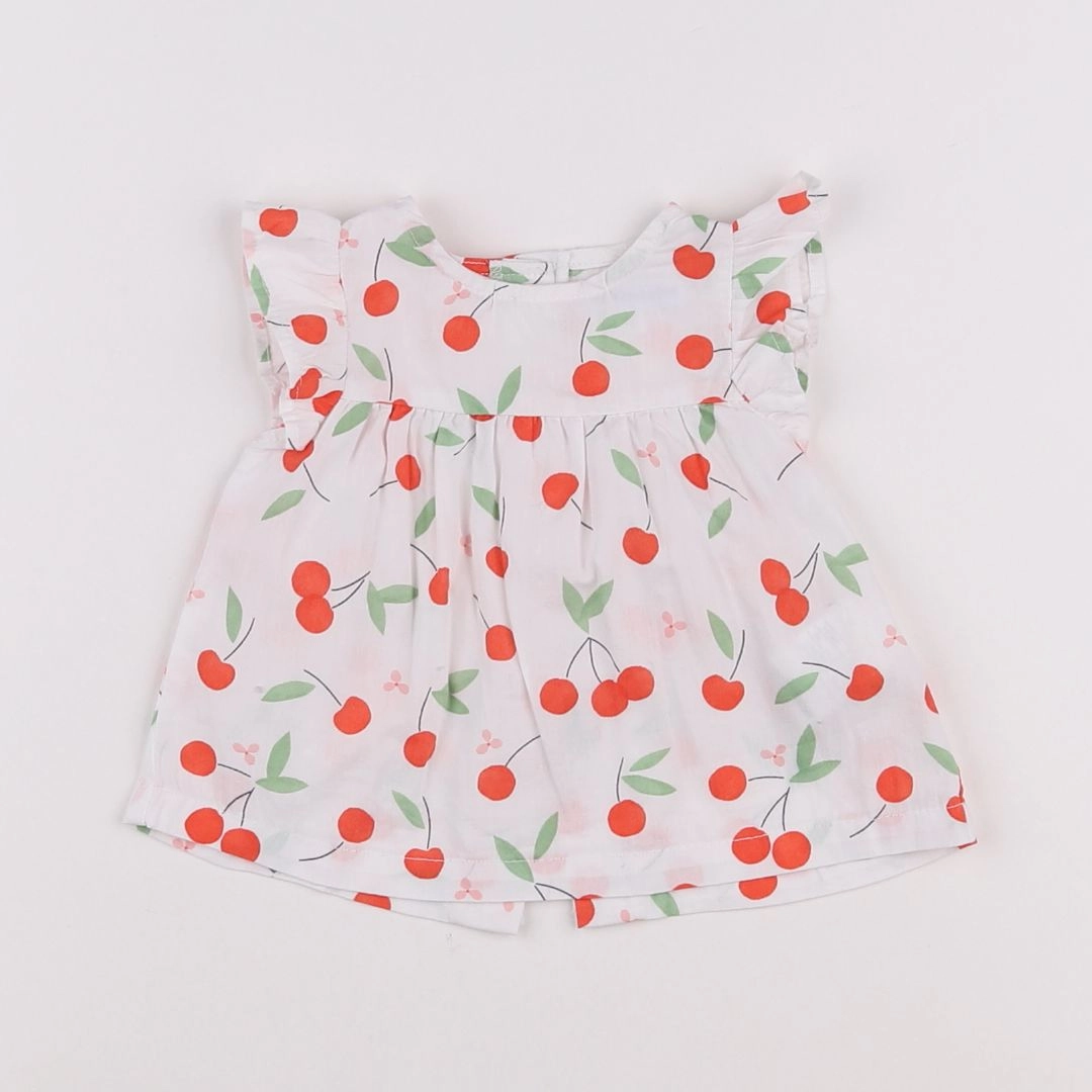 Vertbaudet - blouse blanc, rouge - 3 mois