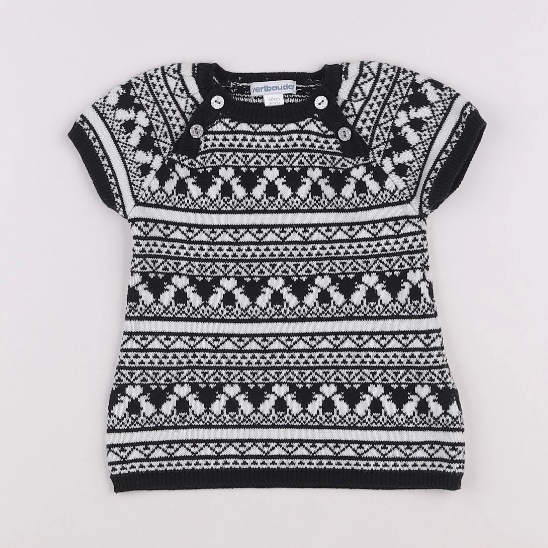 Vertbaudet - robe blanc, noir - 3 mois