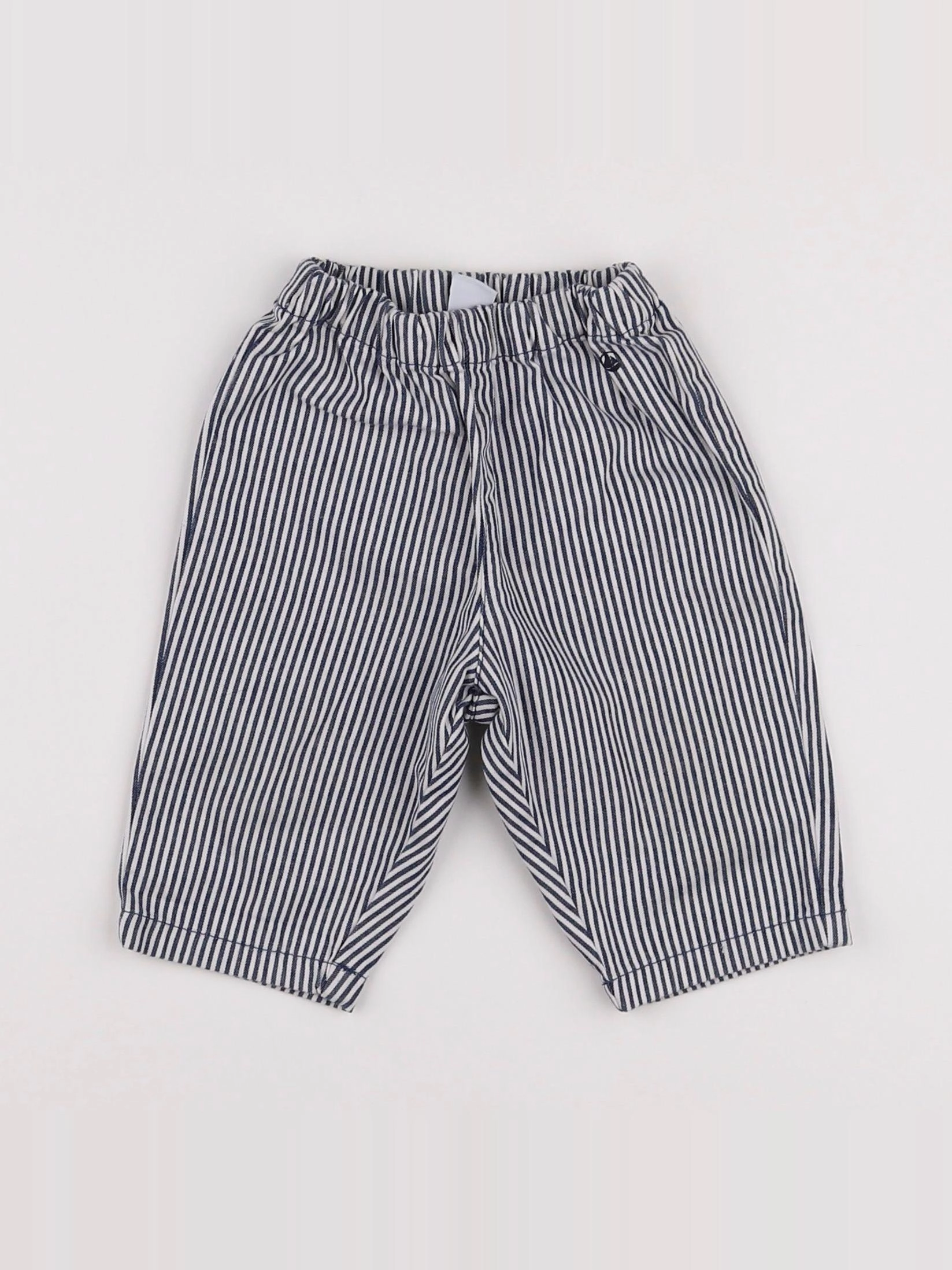 Petit Bateau - sarouel blanc, bleu - 6 mois