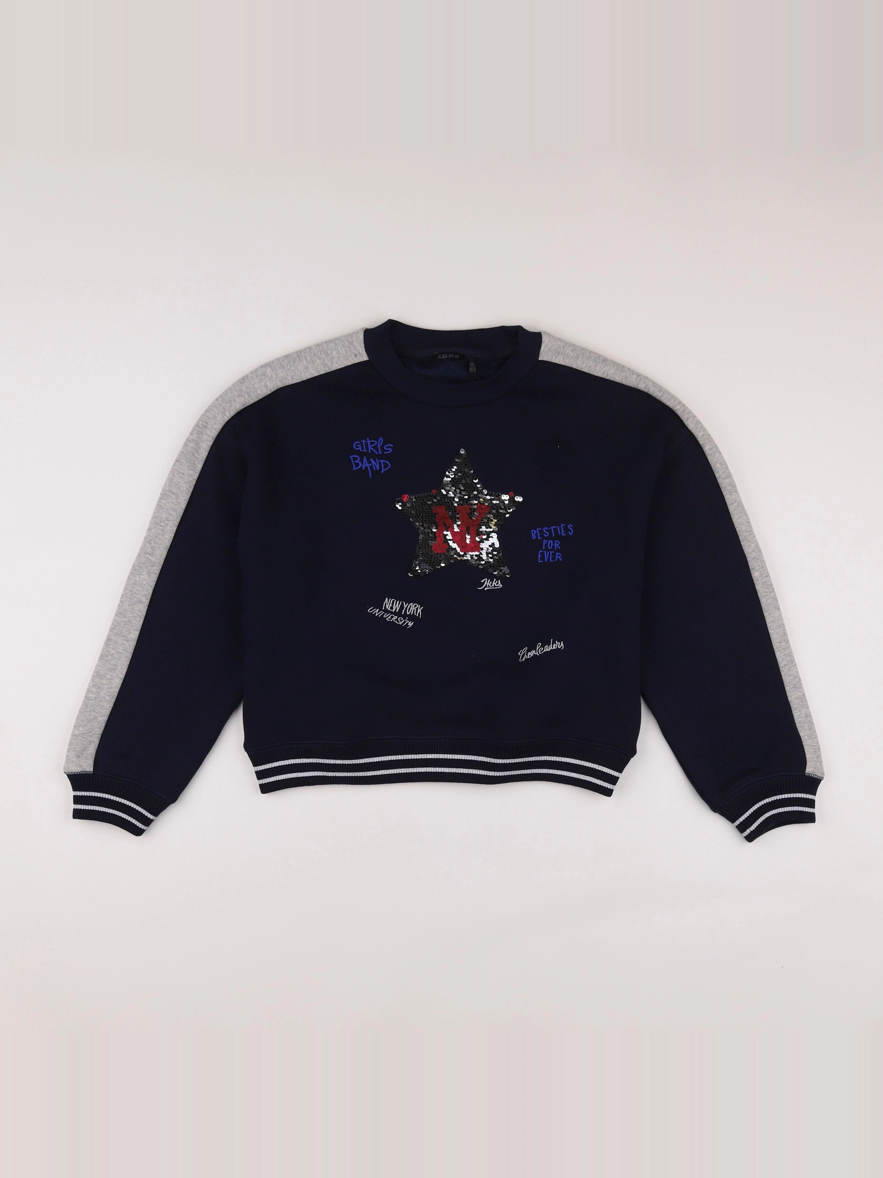 IKKS - sweat bleu, argent - 12 ans