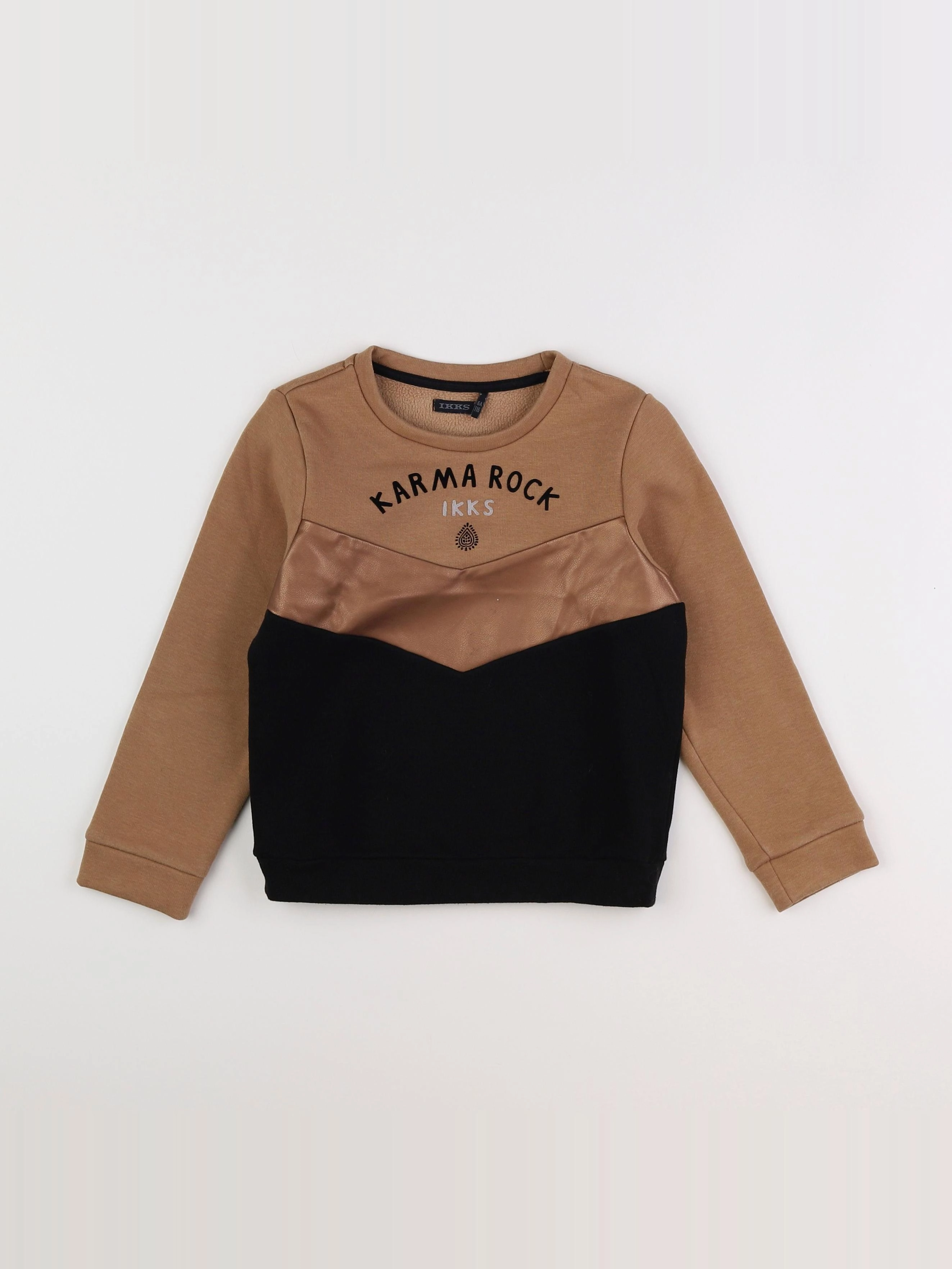 IKKS - sweat marron, noir - 6 ans