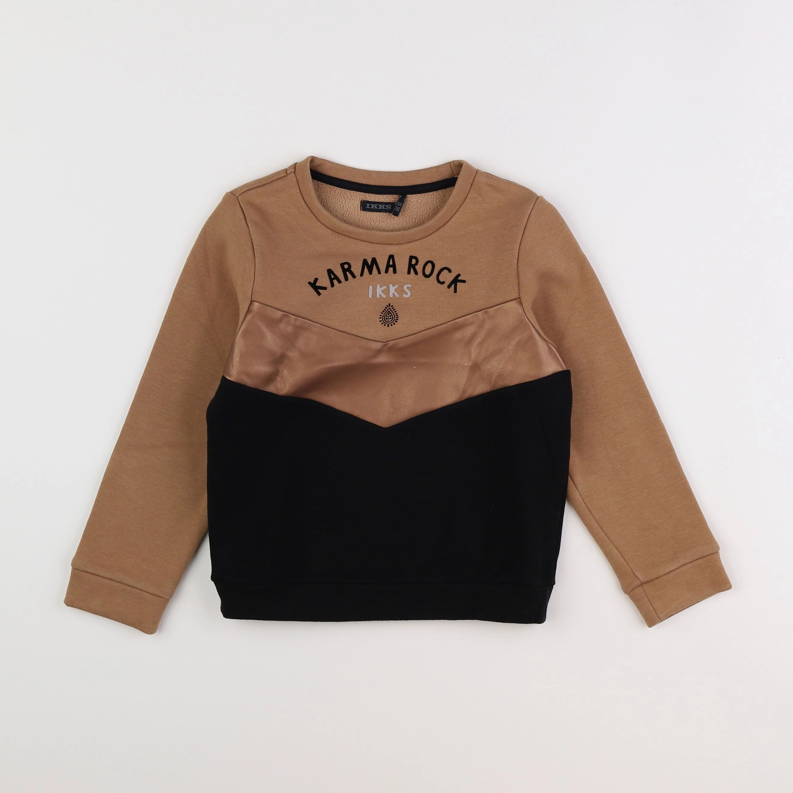 IKKS - sweat marron, noir - 6 ans