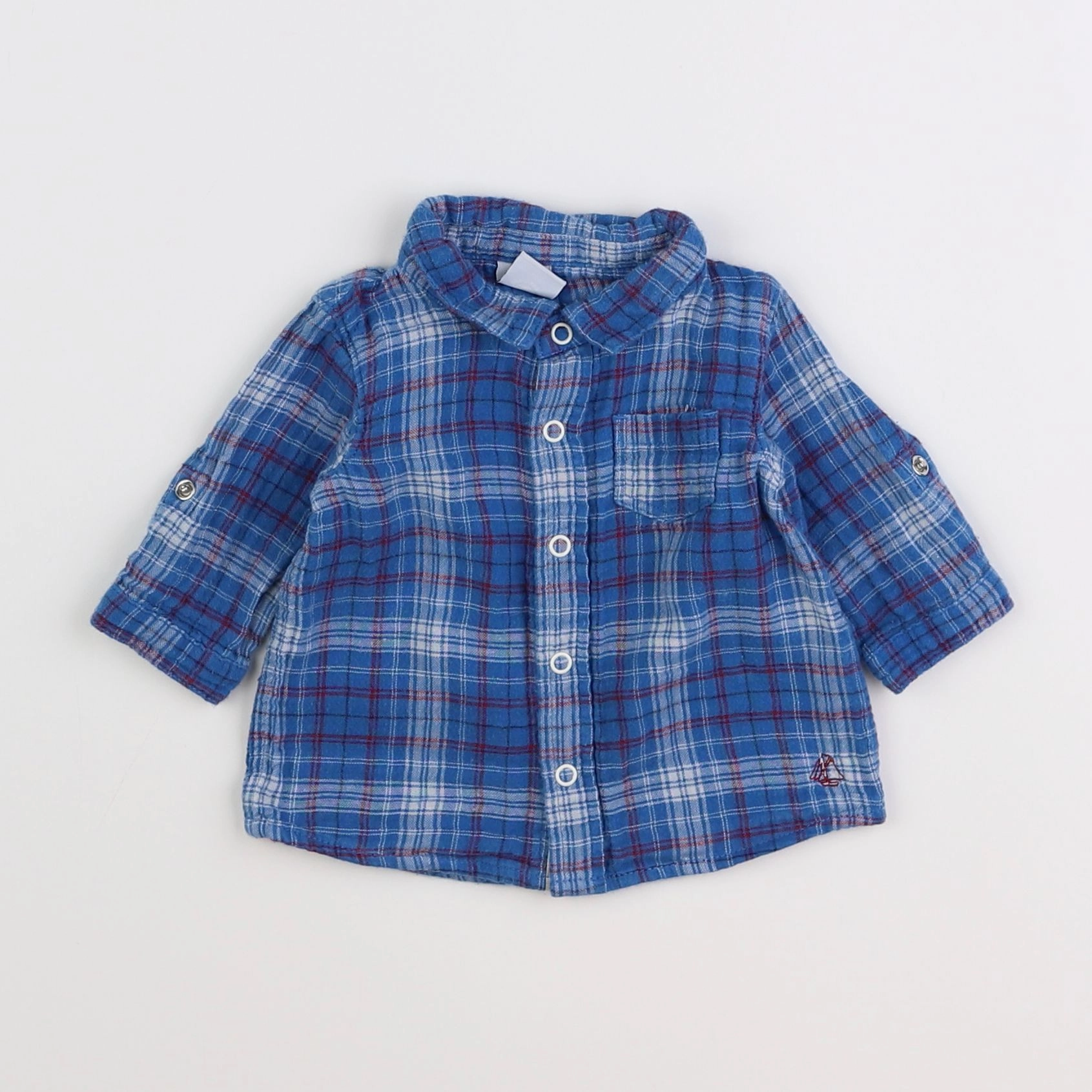 Petit Bateau - chemise bleu - 3 mois