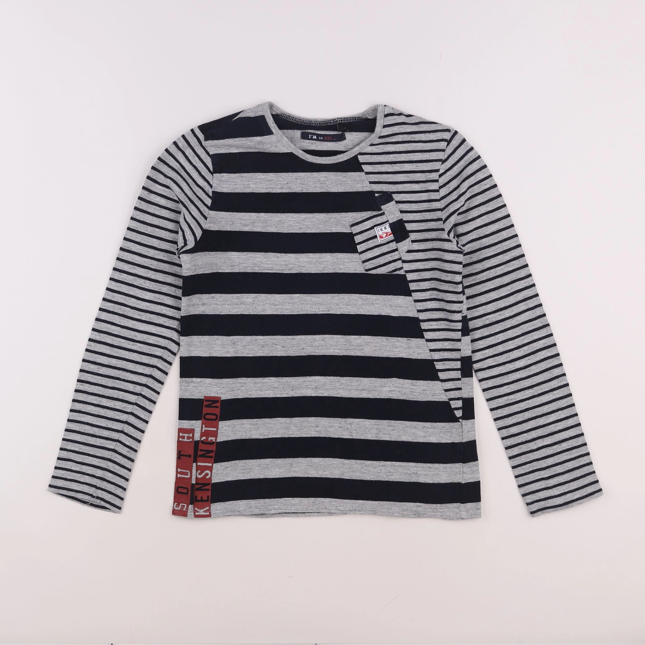 IKKS - tee-shirt bleu, gris - 10 ans
