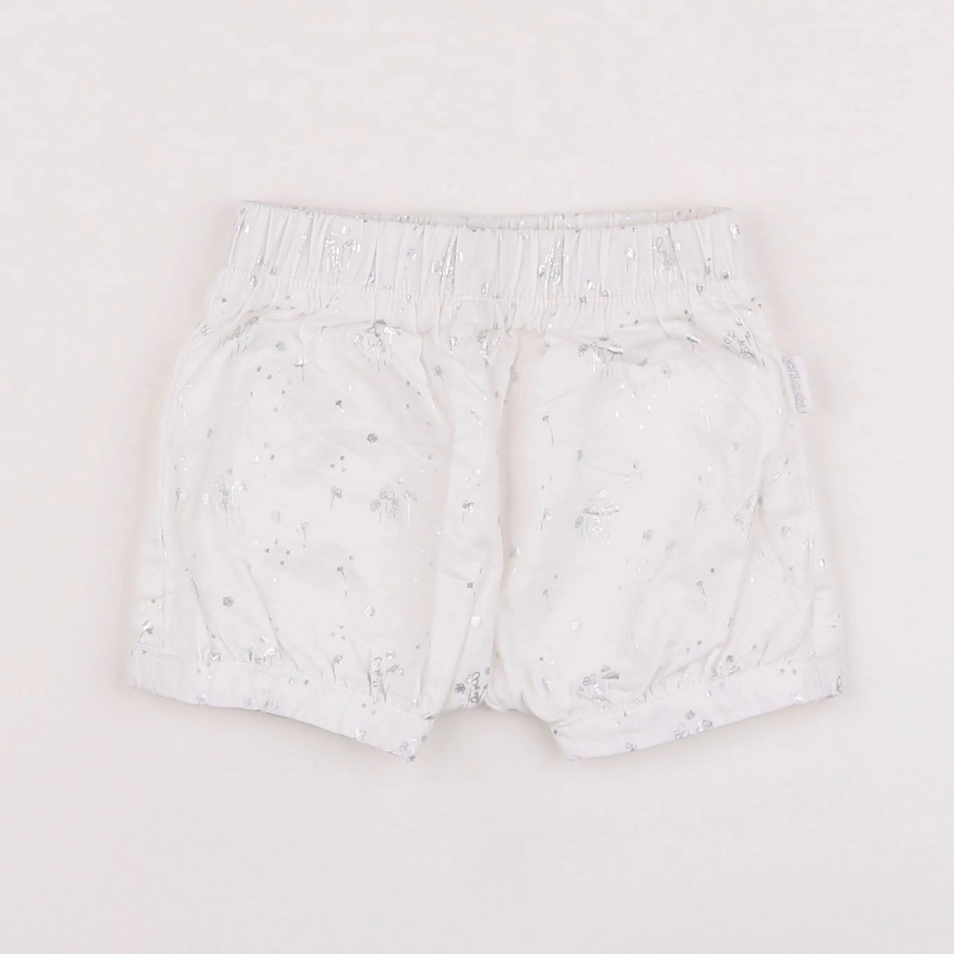 Vertbaudet - short blanc, argent - 3 mois